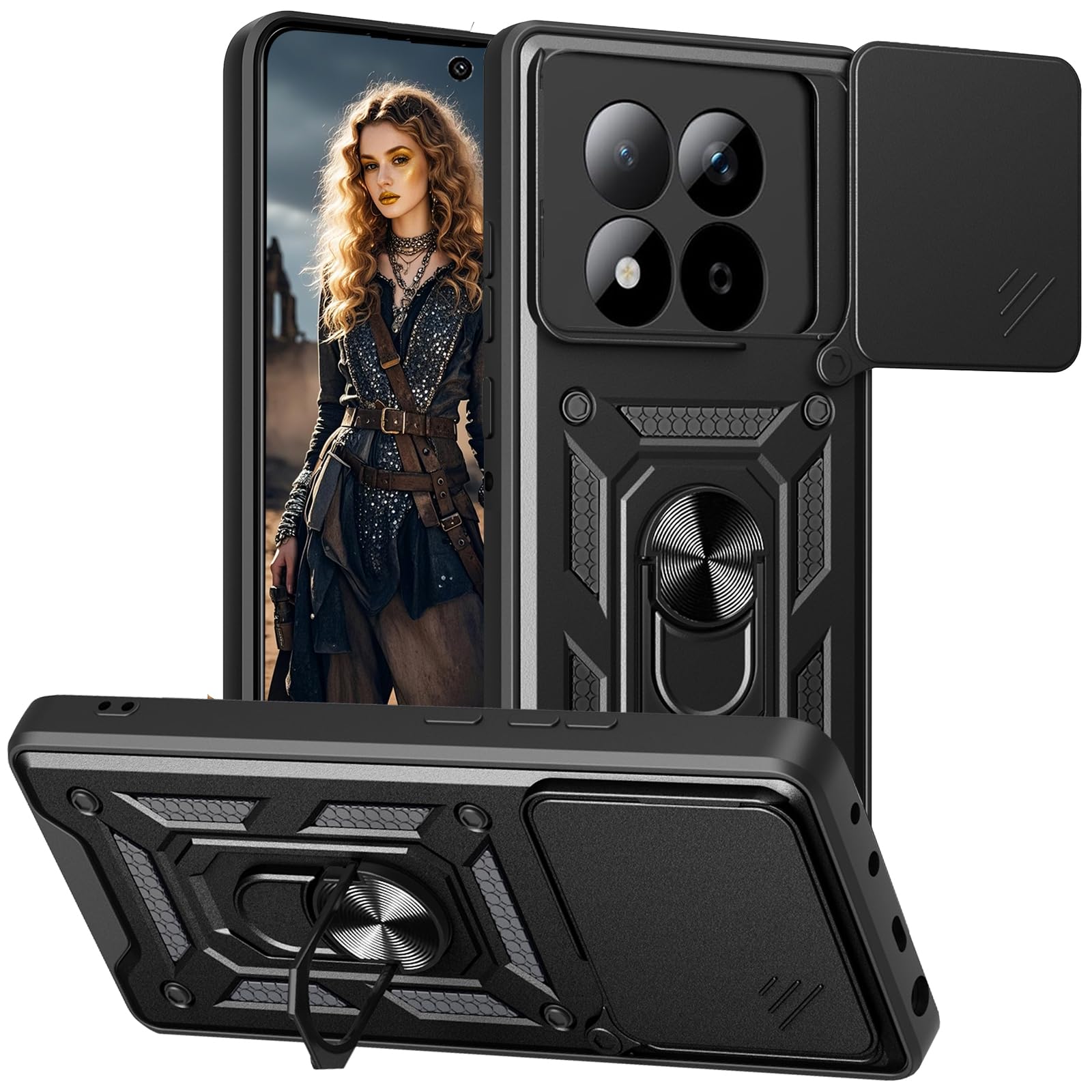for Redmi Note 15 Pro 5G Case with Slide Camera Cover SJ Black