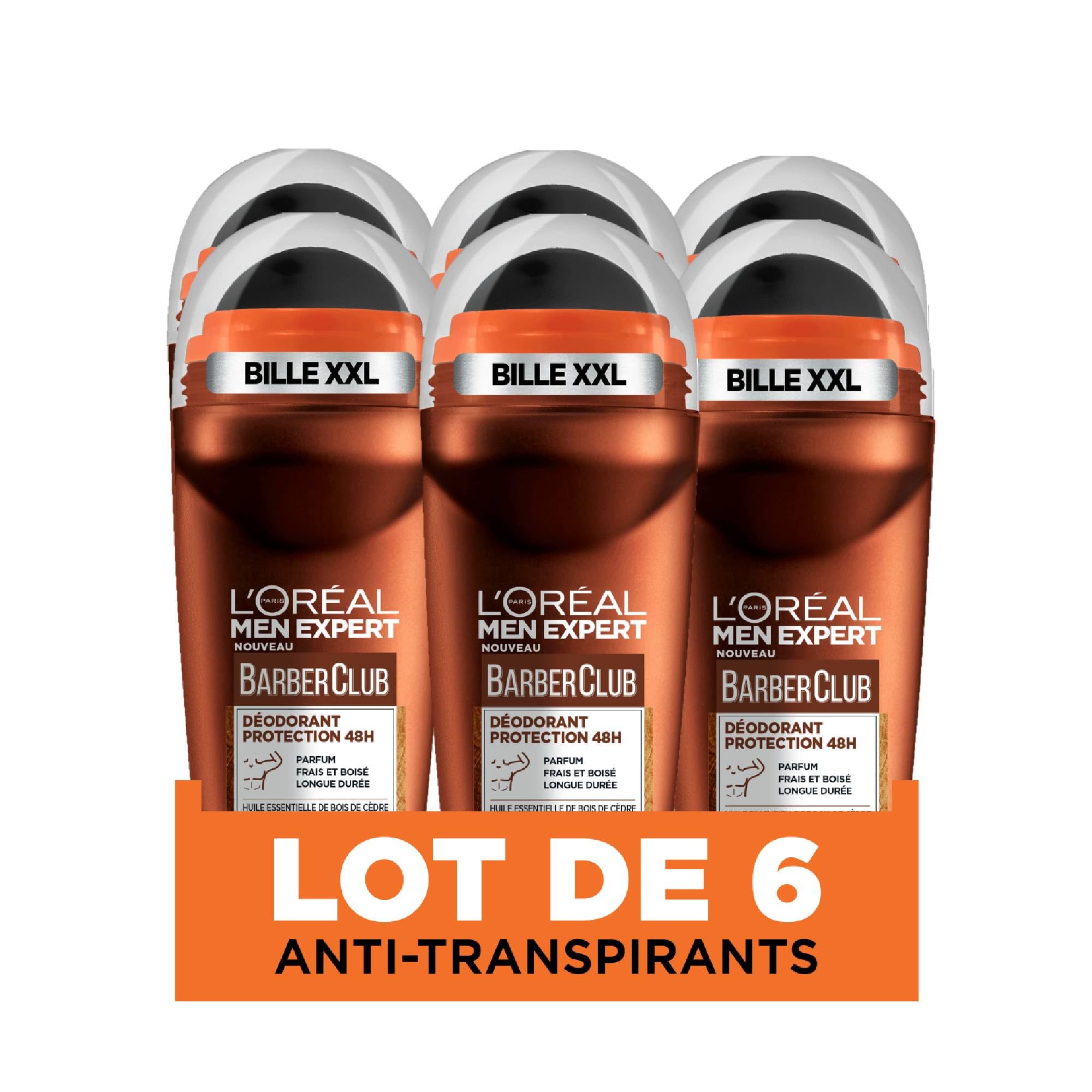 L'Oréal Paris - Barberclub Dezodorant w kulce dla mężczyzn - 50 ml - Zestaw 6 szt | Ochrona przed wilgocią, Formuła 0% Alkohol, Naturalny olejek eteryczny, Długotrwała skuteczność