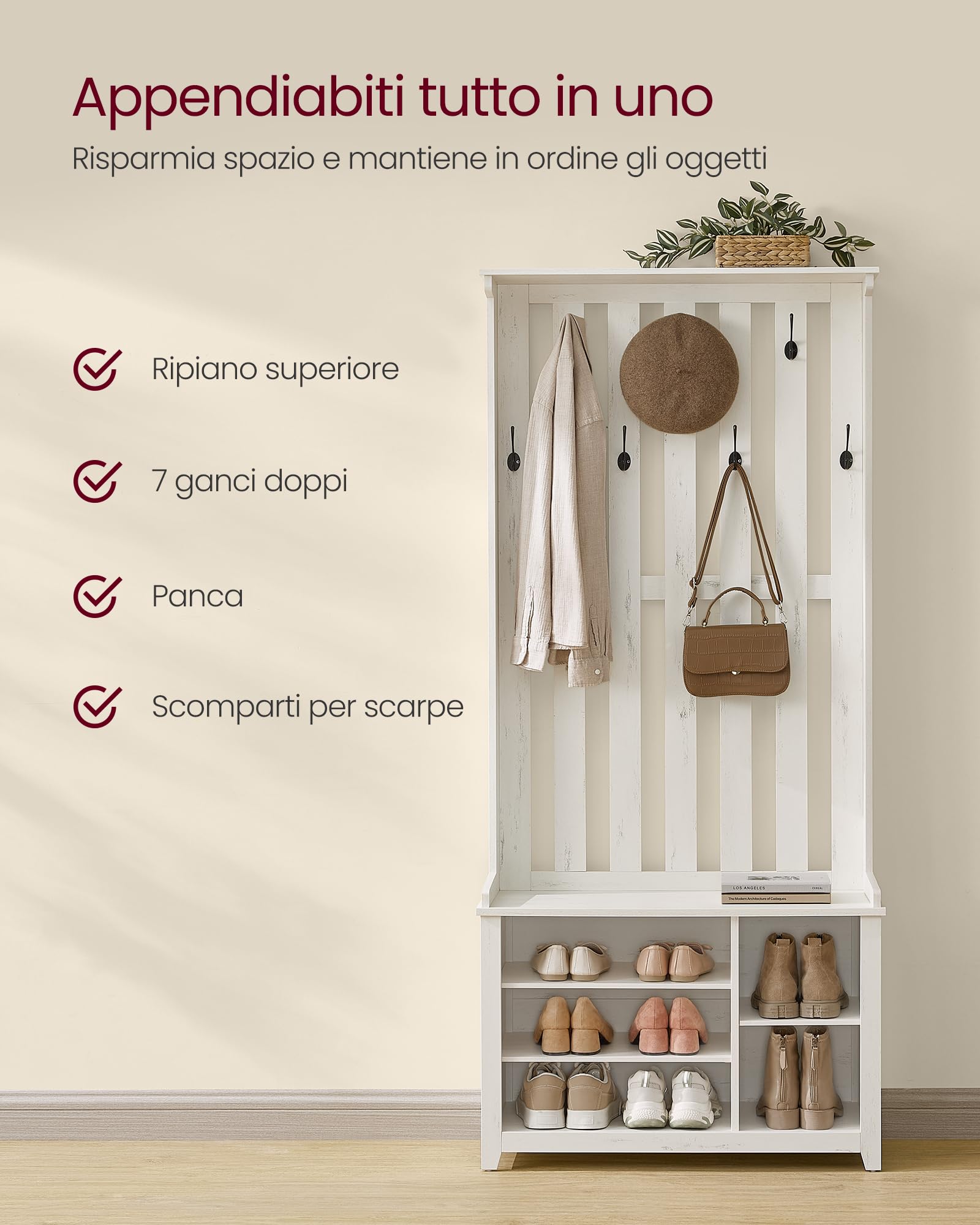 Appendiabiti Appendiabiti Appendiabiti in Metallo con 7 Ganci Appendiabiti Appendiabiti Albero Hall Albero da appoggio per Vestiti Borse per Cappelli Ingresso Corridoio Appendiabiti per Corr