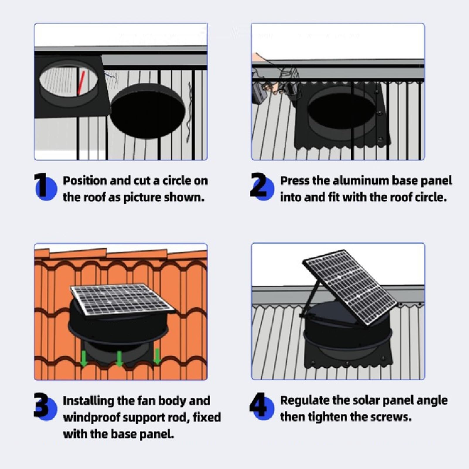 Fockety Solar-Dachbodenventilator, 35 W 40 W DC 15 V Solarbetriebener Dachabluftventilator Wetterfest Wenig Lärm 2500–3000 M³/h Solarbetriebener Ventilator Solar-Dachventilator für