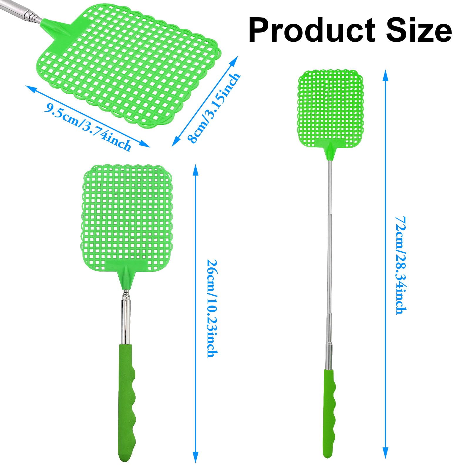 Apette à mosche,Tapette à mosche estensibili, Tapette à mosche manuali telescopiche, portatili Tapettes anti zanzare, per il nterieur giardino mosche insetti (rosso, nero, verde, 26-72 cm)