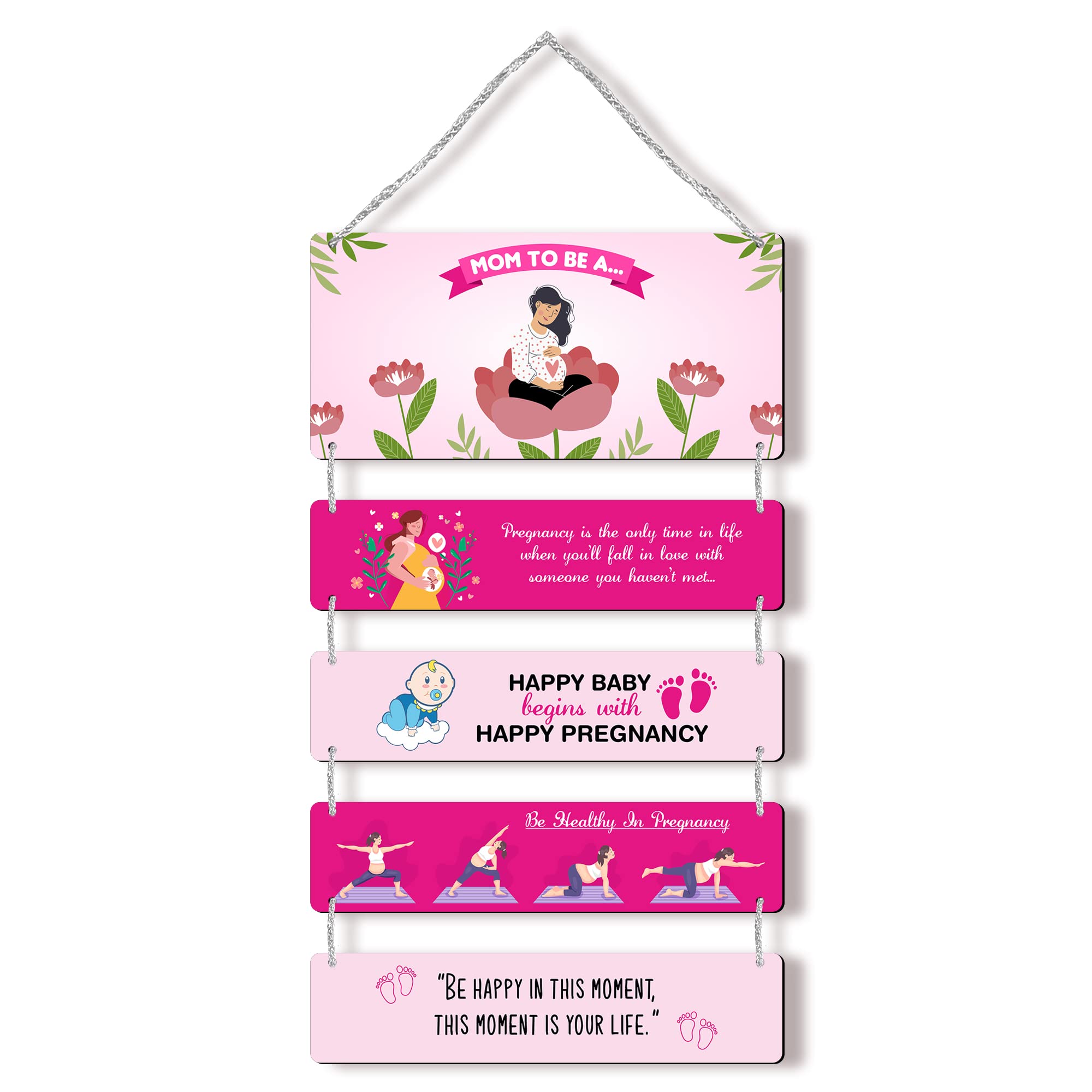 Regalocasila Mom Wooden Pregnancy With Beautiful flower printed Wall Hanging