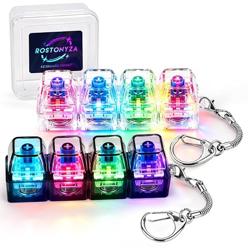 2 Pcs 4-in-1 Glow Keyboard Fidget Toy, Fidget Clicker Keyboard