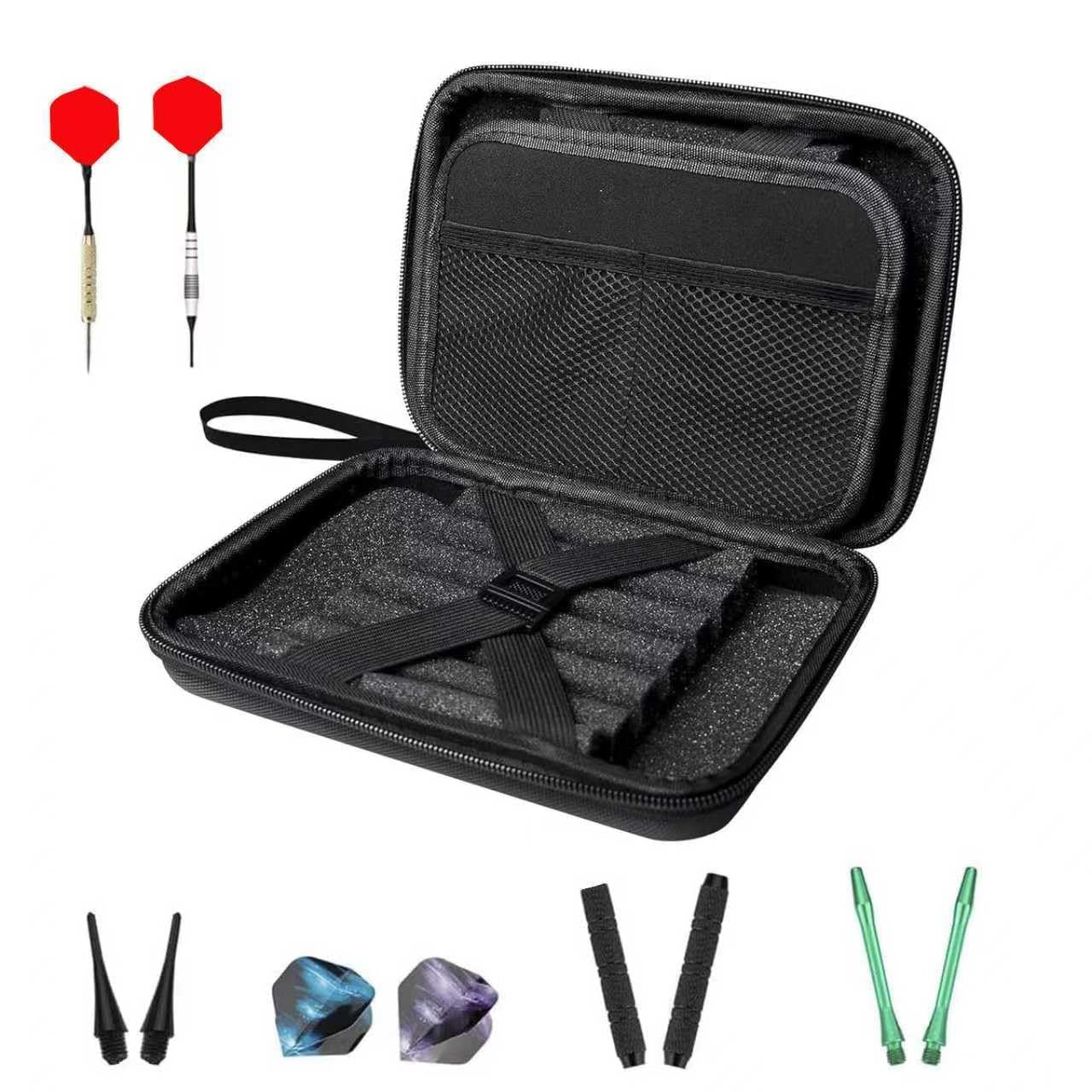 Darttasche,Dart Case,Dartt Etui Schwarz,FüR 12 Darts Professioneller Dartkoffer Mit Eva-Schutz & Traggriff, Portable FüR Dart Zubehör