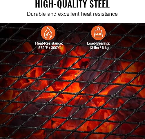 Miniatura 3 de VEVOR Parrilla plegable para fogata, rejilla de malla de acero resistente, rejillas de campamento portátiles de 18 pulgadas sobre hoguera, equipo de
