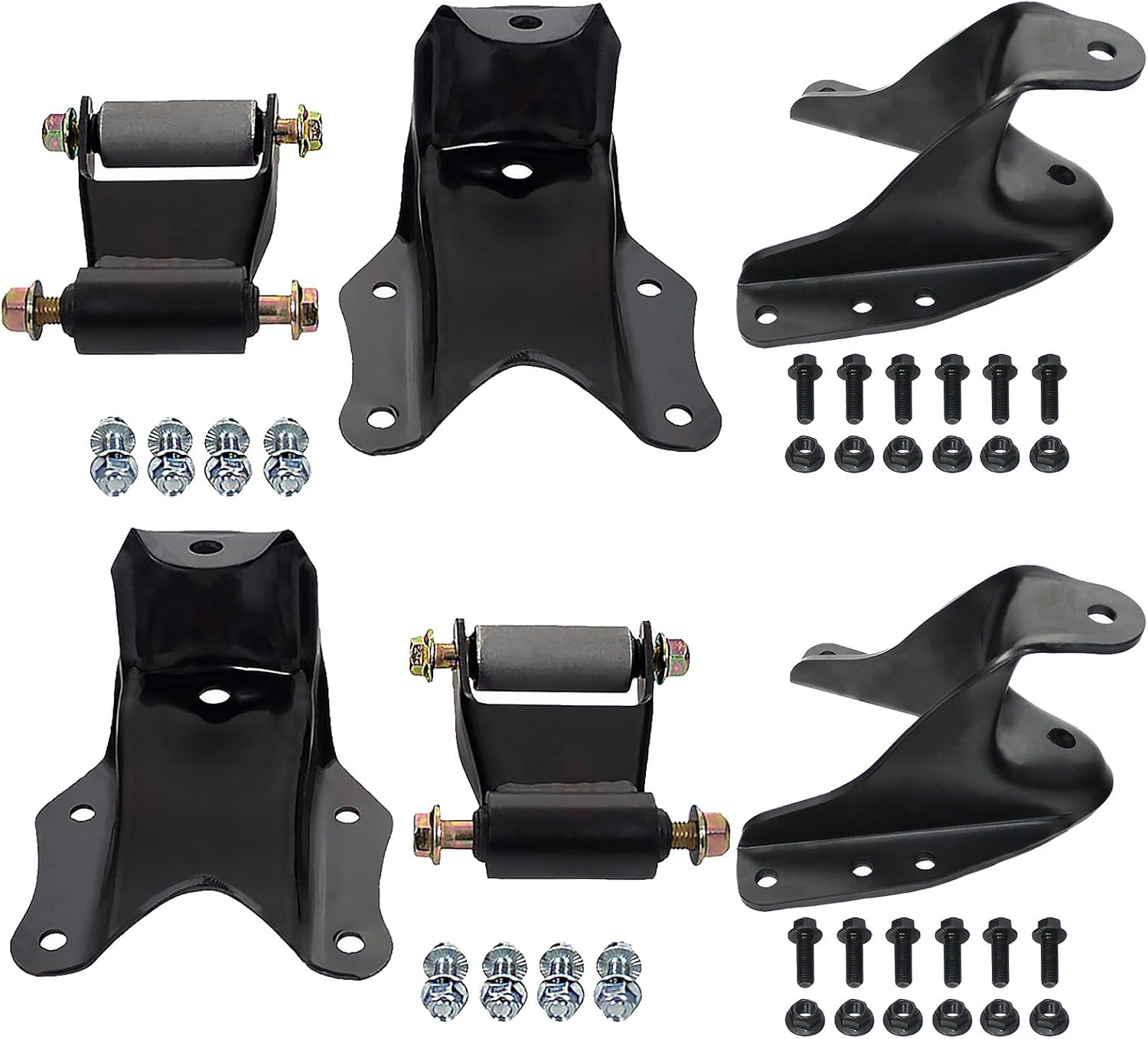 BST BSSP Pair Rear Leaf Spring Shackle Hanger Kit 722-013, 722-101 for 1983–1997 Ford F-250/F-350, Forward & Rearward Leaf Spring Bracket Repair Kit (Forward & Rearward Shackle Bracket Hanger)