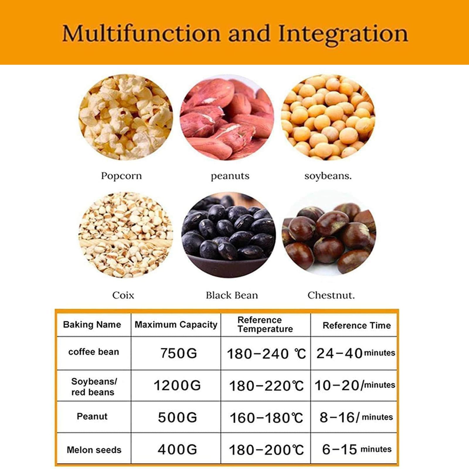 Tostatrice Castagne Domestico/Essiccatrice Cereali In Pentola Antiaderente/Intervallo Temperatura (0-240°C) E Tempo (0-60 Minuti)/Lettura Istantanea Temperatura Tostatura/Con Termometro
