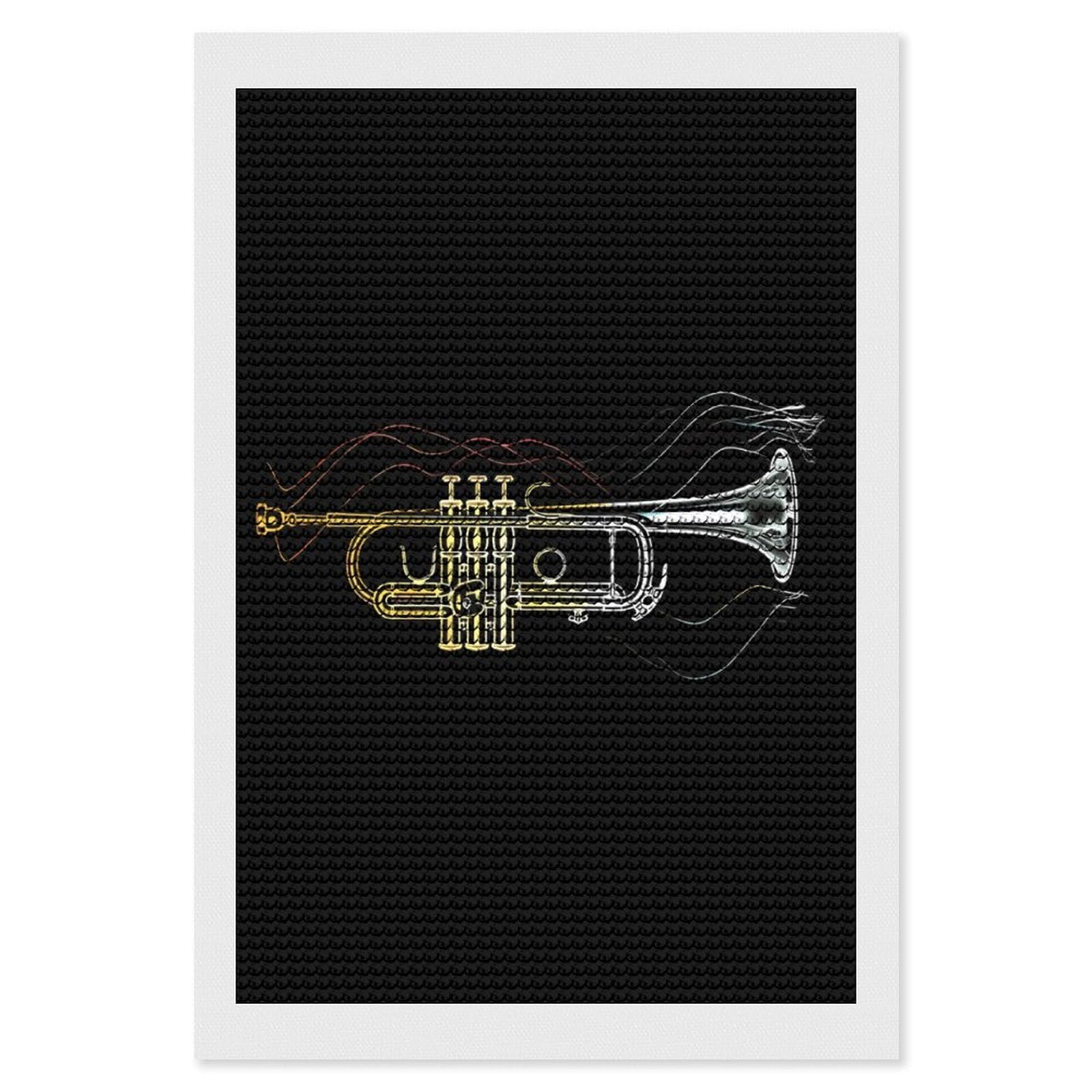 Nclqvjxzkhw Style Trumpet Diamond Art Painting For Adult Round Diamonds Pictures Arts Crafts Home Wall Decor 8"X12"