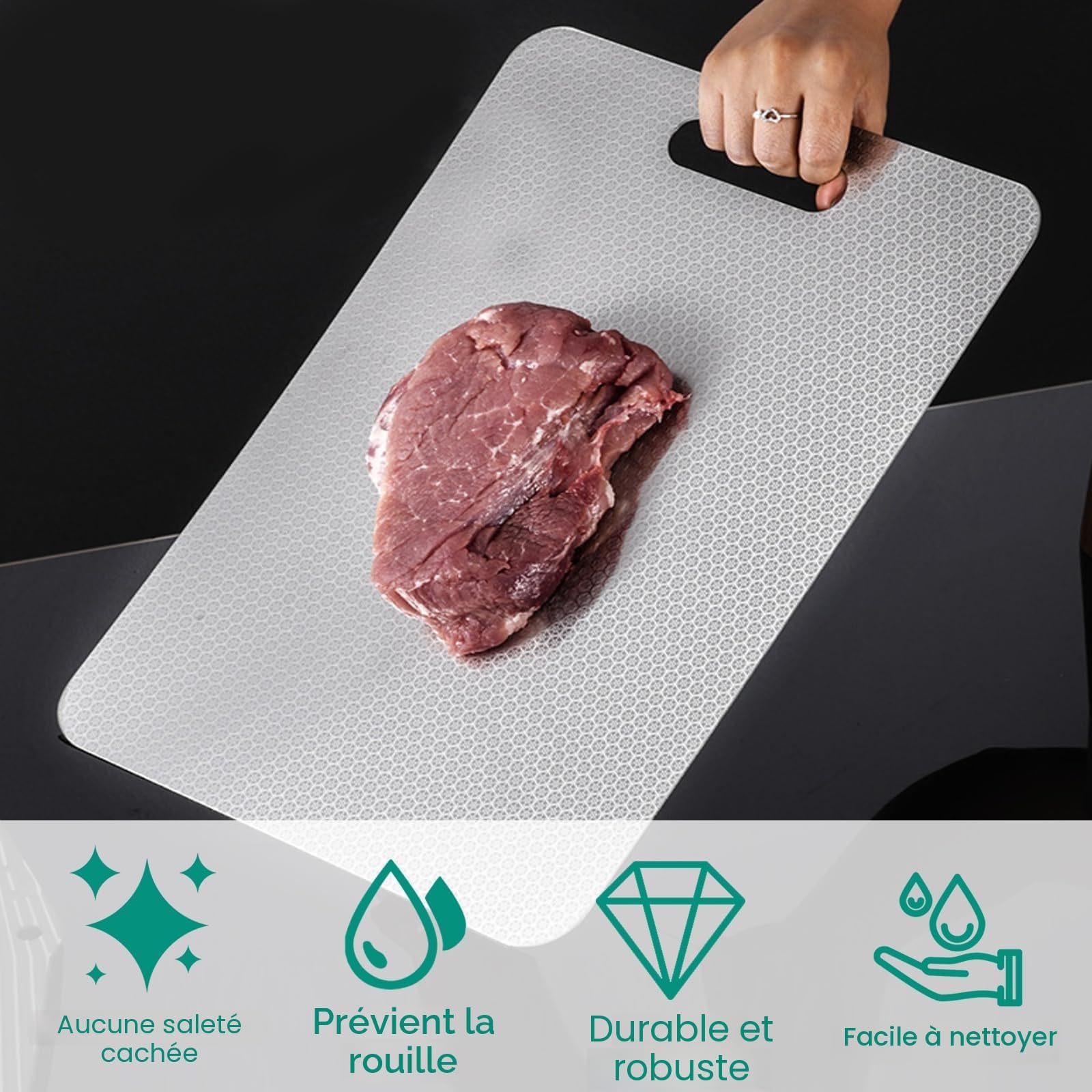 Set di 3 taglieri da cucina in titanio al 100% - nuova versione, resistente ai graffi, a doppia faccia, senza BPA - Scelta igienica e durevole per la cucina moderna