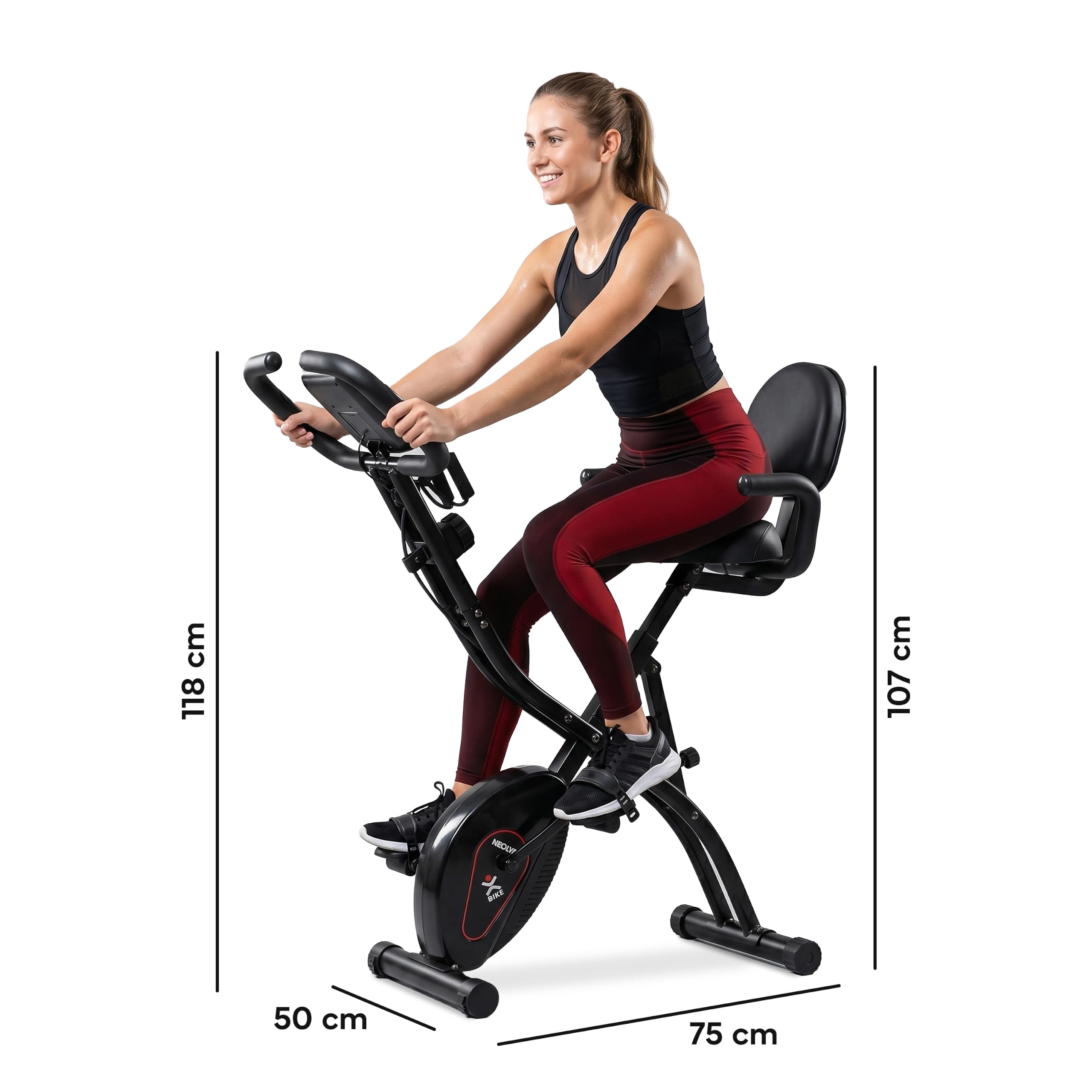 NEOLYMP Heimtrainer Fahrrad Klappbar - leises Cardio-Training bis 150 kg - 8 Stufen, Pulsmesser, Tablet-Halter - extra stabil & wackelfrei - Hometrainer Ergometer Indoor Bike Spinning Trimmrad