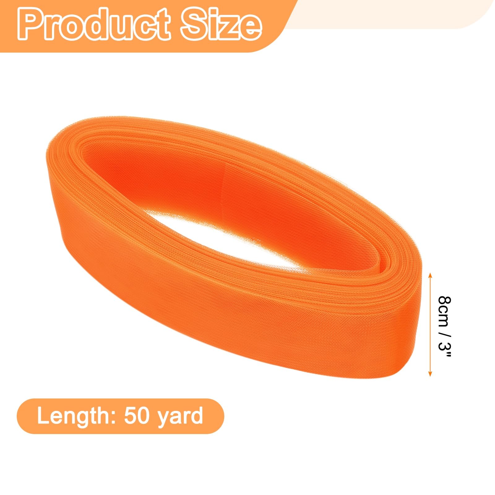 Sourcing map - Treccia di crine di cavallo rigida, 45 m, 8 cm, taglio morbido, per rinforzo in poliestere, ideale per cucito, abiti da sposa, abiti da ballo, modellante, arancio