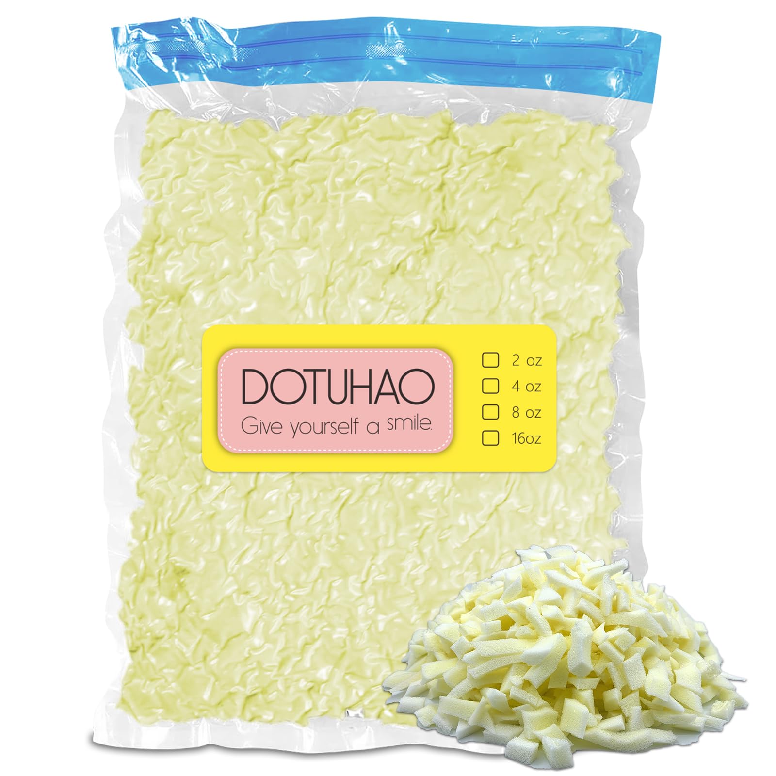 DOTUHAO Bean Bag Filler, Yellow Shredded Memory Foam, Bean Bag Stuffing for Easy Pillow, Mattress Grade Replacement Filling for Dolls, Dog Beds and