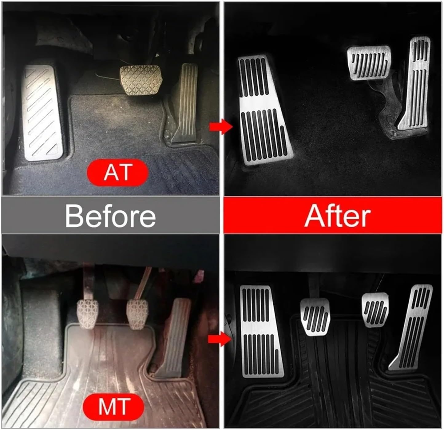 Car Accelerator Footrest Pedal Brake Clutch Pad Accessories Compatible for Mazda 2 3 6 BM GJ CX-5 CX5 KE KF CX-3 CX7 CX-8 CX-9 Axela ATenza(LHD MT 4pcs Silver)