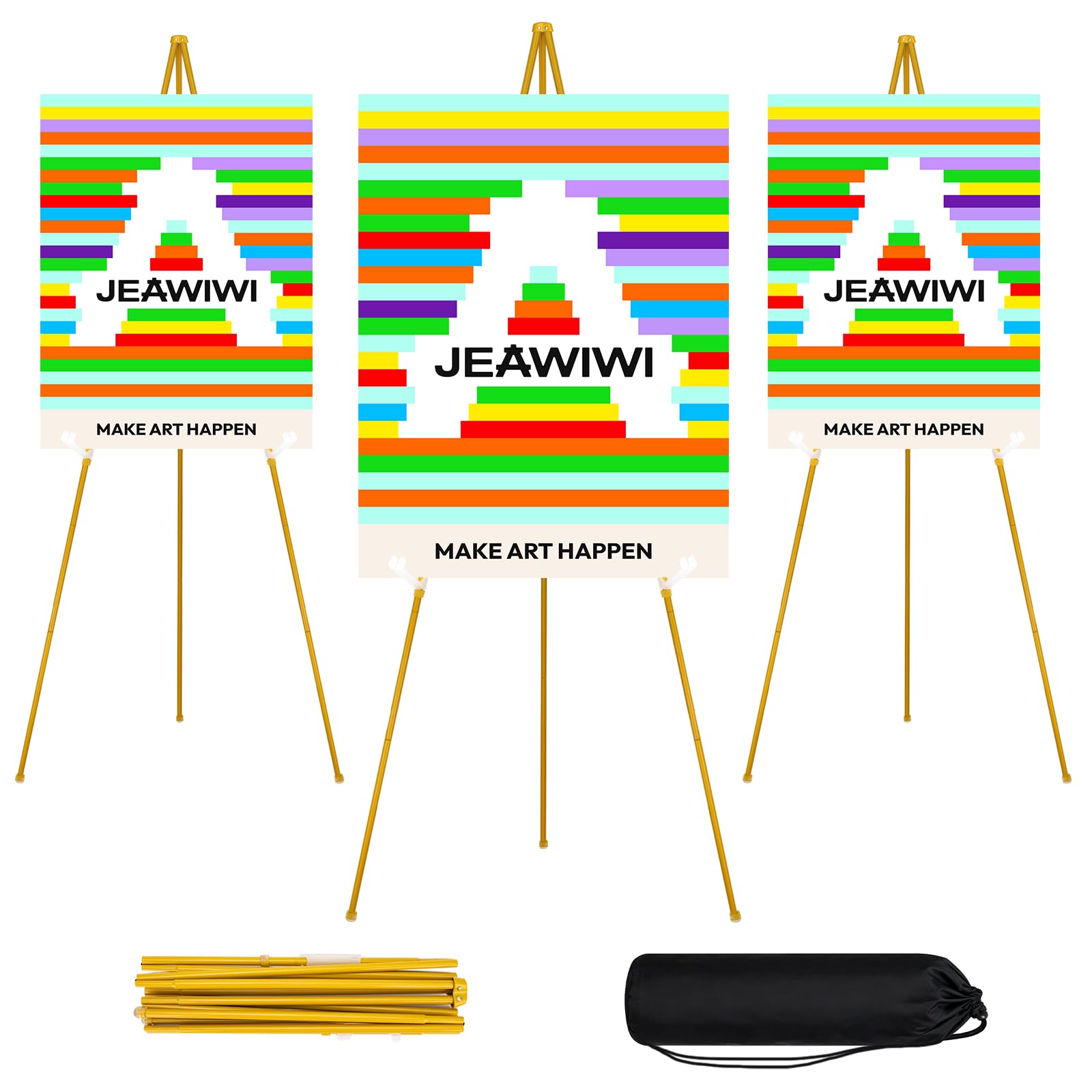 Photo 1 of JEAWIWI Metal Display Easel, 66 Inch, Gold (3 Pcs)