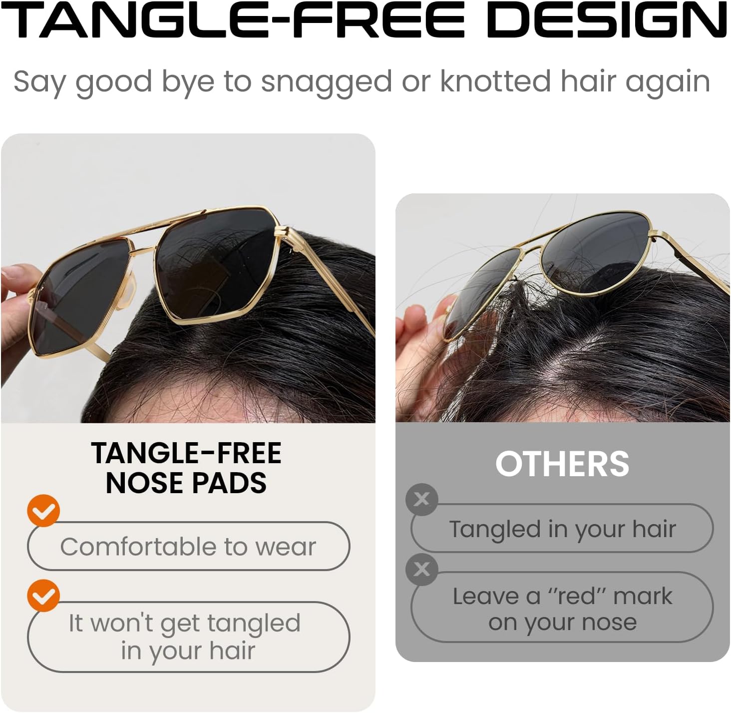 SODQW Tangle Free Aviator Sunglasses for Women Men Square Polarized UV400 Fashion Trendy Sun Glasses for Driving - Image 3