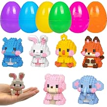 6 Pack Prefilled Easter Eggs with Toys Inside, Cute Mini Animals Building Blocks for Easter Basket Stuffers Essential, Easter Egg Fillers Gift for Kids Age 6-12+