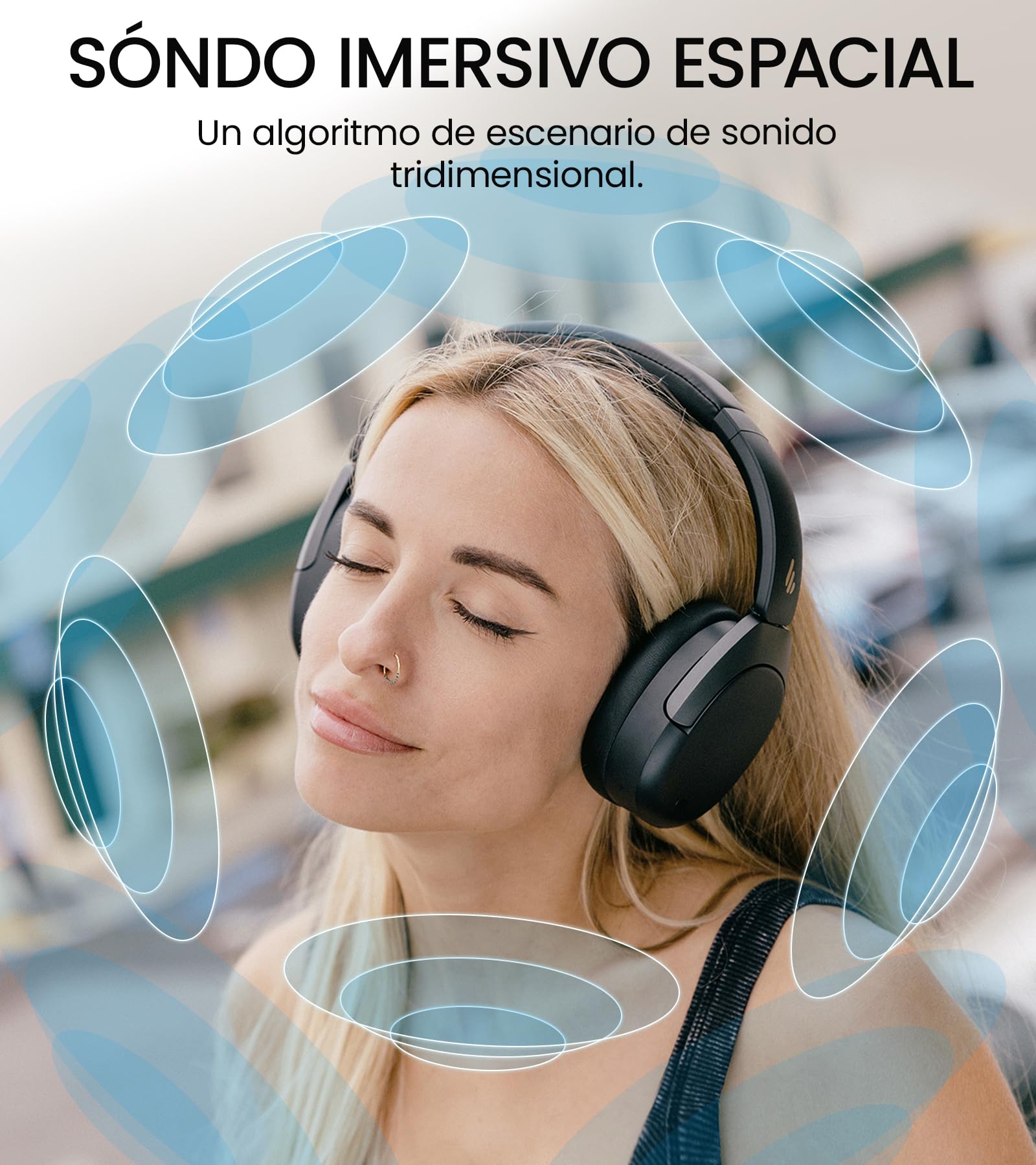 Edifier W830NB - Auriculares inalámbricos con -45 dB ANC, batería de 94 Horas, Sonido LDAC Hi-Res, Audio Espacial, Carga rápida, Bluetooth V5.4, Color Negro