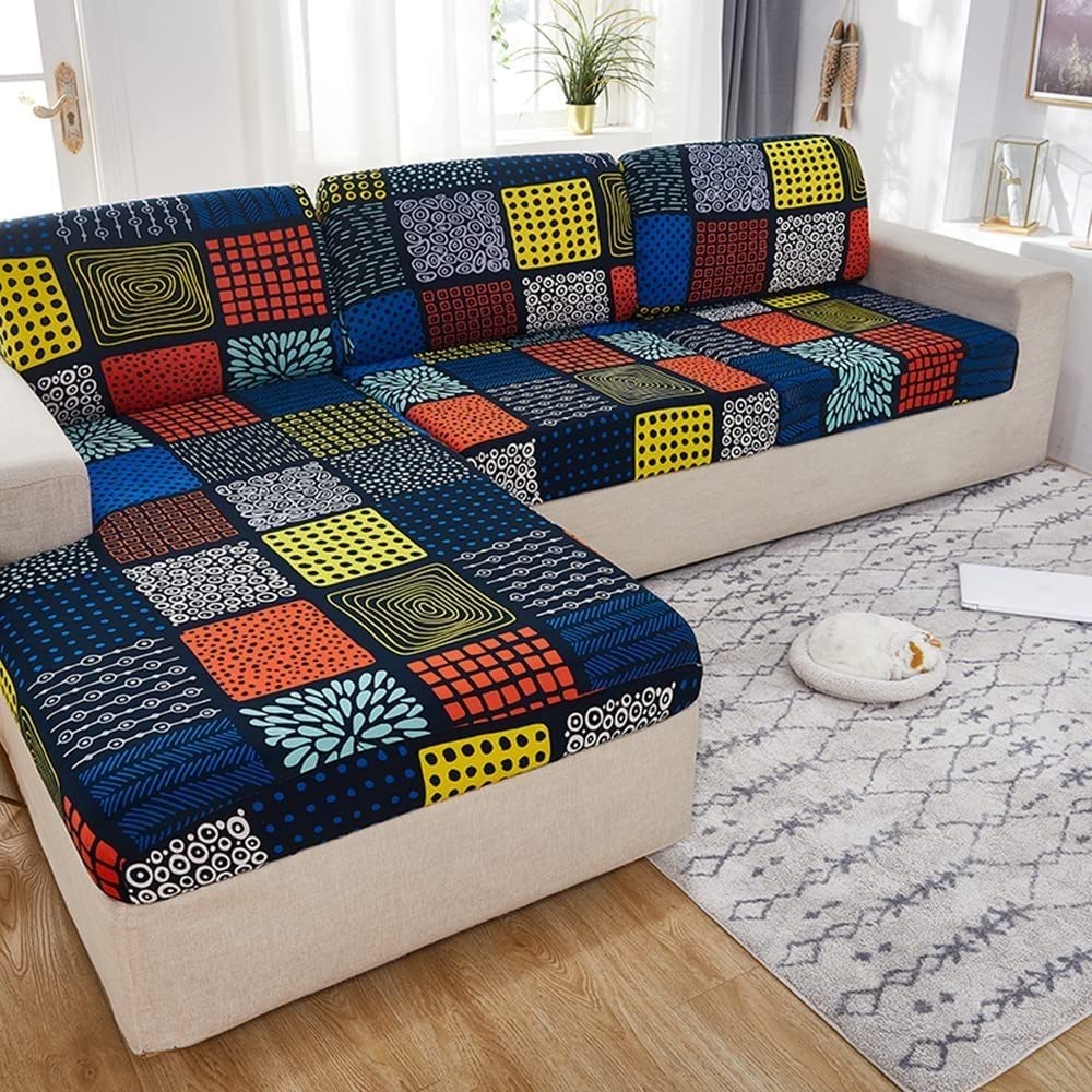 uyeoco Sofa Slipcover L Shape Couch Cushion Cover,Sofa Covers For Living Room Couch Covers Corner Universal Sofa Furniture Protector Pets Dogs 1 2 3 Seater Sofa Slipcovers L-Type Stretch Settee Cover
