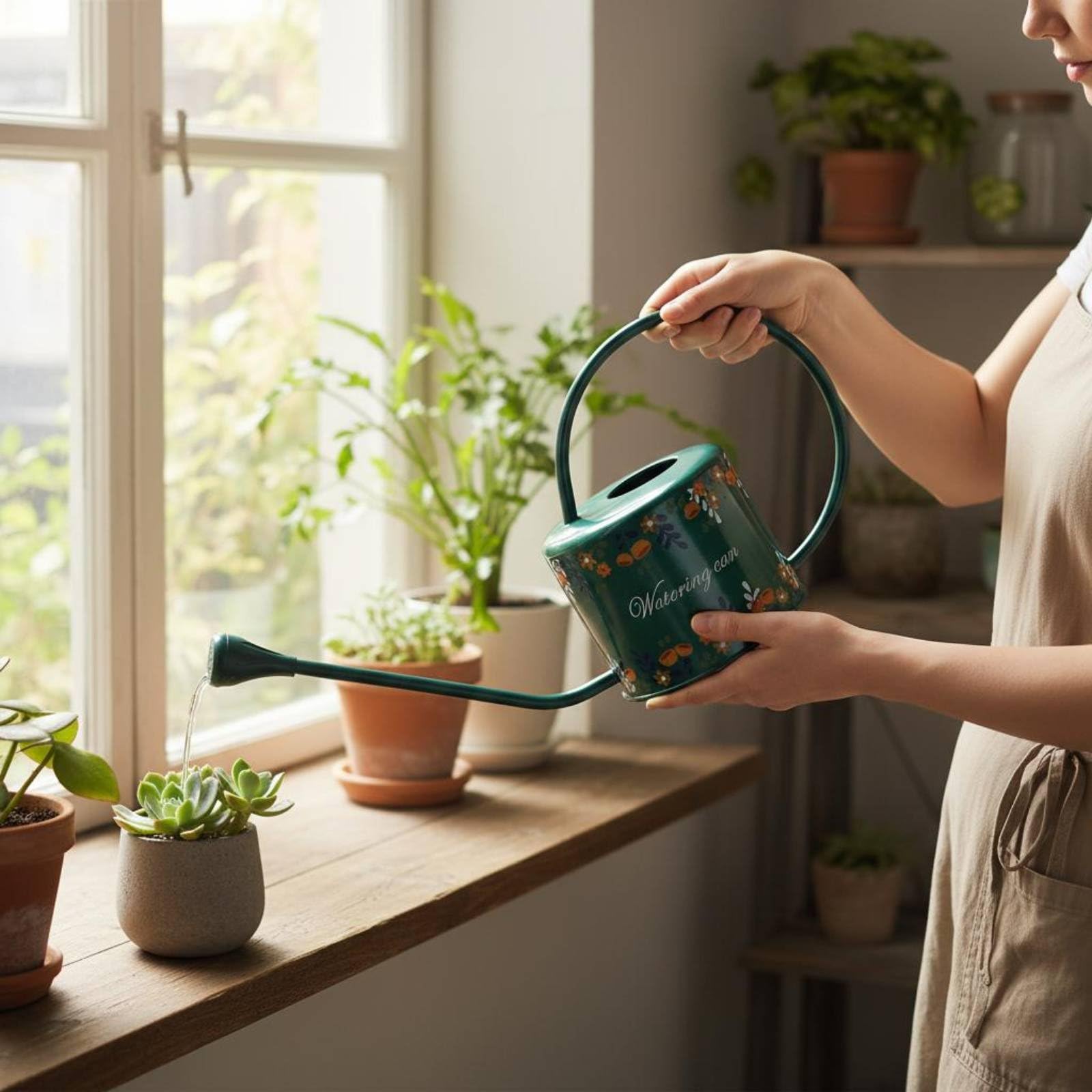 Arrosoir en Métal Arrosoir Plantes Arrosoir Jardin Arrosoir INOX 201 Arrosage Ciblé et Doux pour et Plus Abondant avec Poignée Boucle Adapté à Plantes en Pot Jardin Intérieur