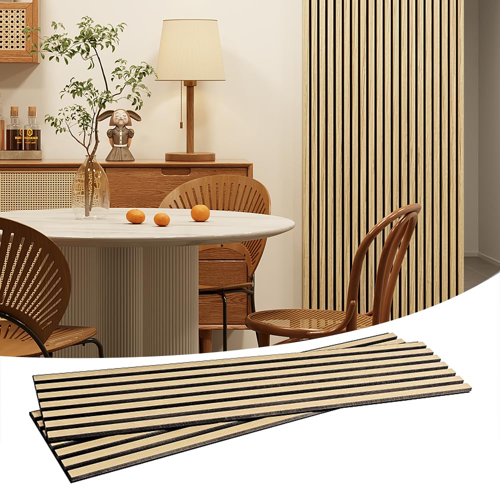 47 Inch Wood Slat Acoustic Panels for Stylish Decor and Noise Reduction,3D Fluted Panel for Wall,Interior Design 3D Wood Wall Panels Use for Soundproof Paneling,Yellow Oak