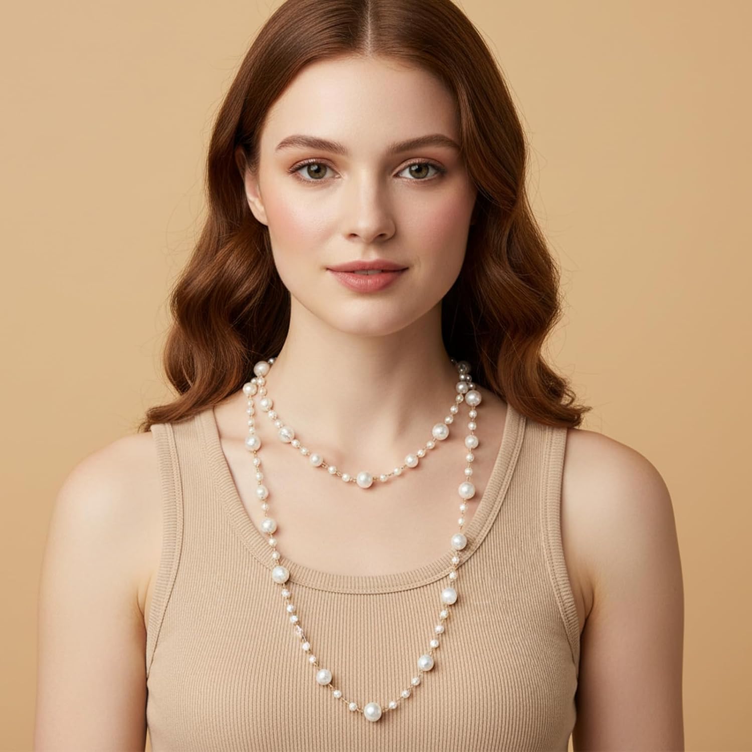 Long Pearl Necklaces for Women,Dainty Gold and Long Pearl Necklaces,Layered Pearls Necklace Statement Sweater Strand Chain Jewelry for Vintage Wedding Party Costume Jewelry Gifts - Image 8