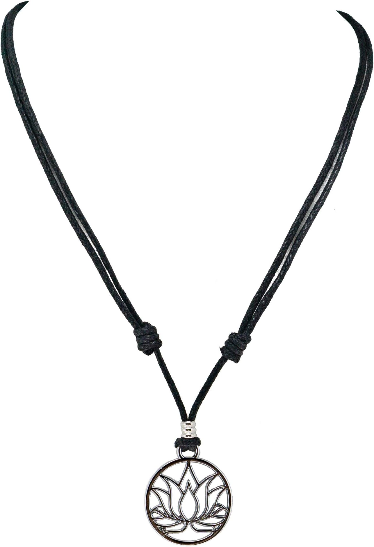 Lotus Flower on Adjustable Cord Necklace