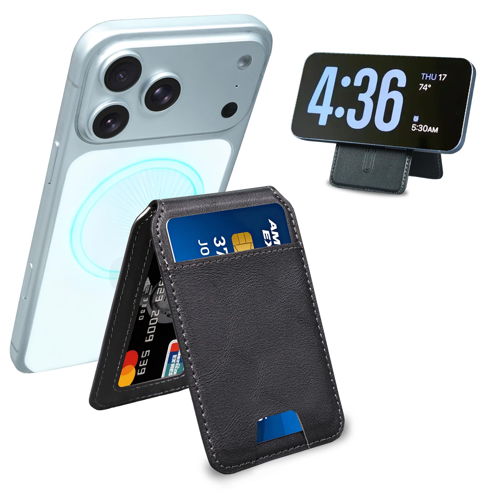 Qoovi Strong Magnetic Wallet,Card Holder with Leather Stand RFID Blocking for iPhone 17/16/15/14/13/12 Series, Compatible with Magnetic Phones and Cases,Not for iPhone 13/12 Mini-image-10