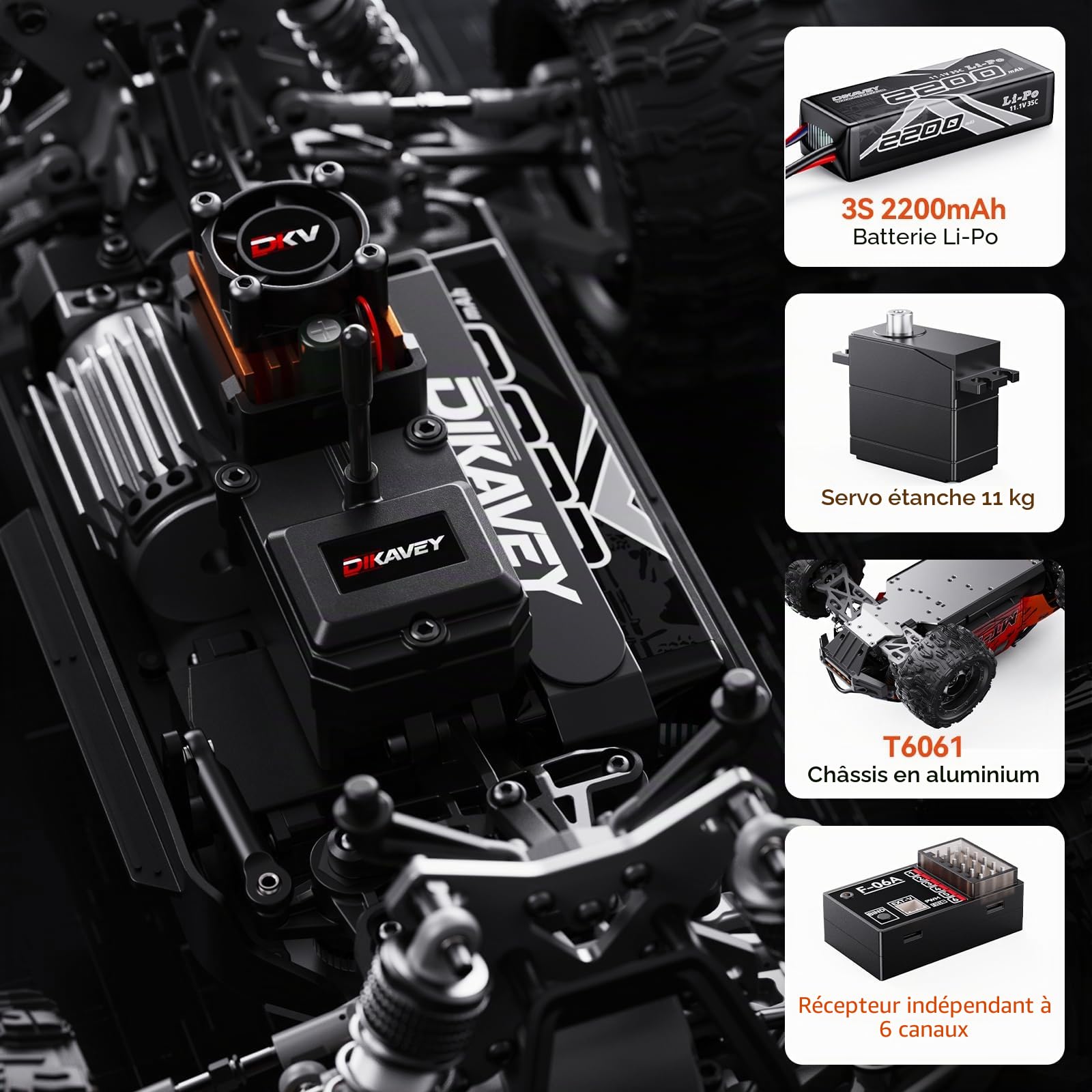 Camion TéLéCommandé 4x4 Brushless 1/16, Vitesse Maximale 80 Km/H, Tout-Terrain, Avec Batterie 3s,éTanche Et Haute Vitesse,IdéAl Pour Les Adultes Et Les Aventures Sur Neige Ou Sable - Rouge DéGradé