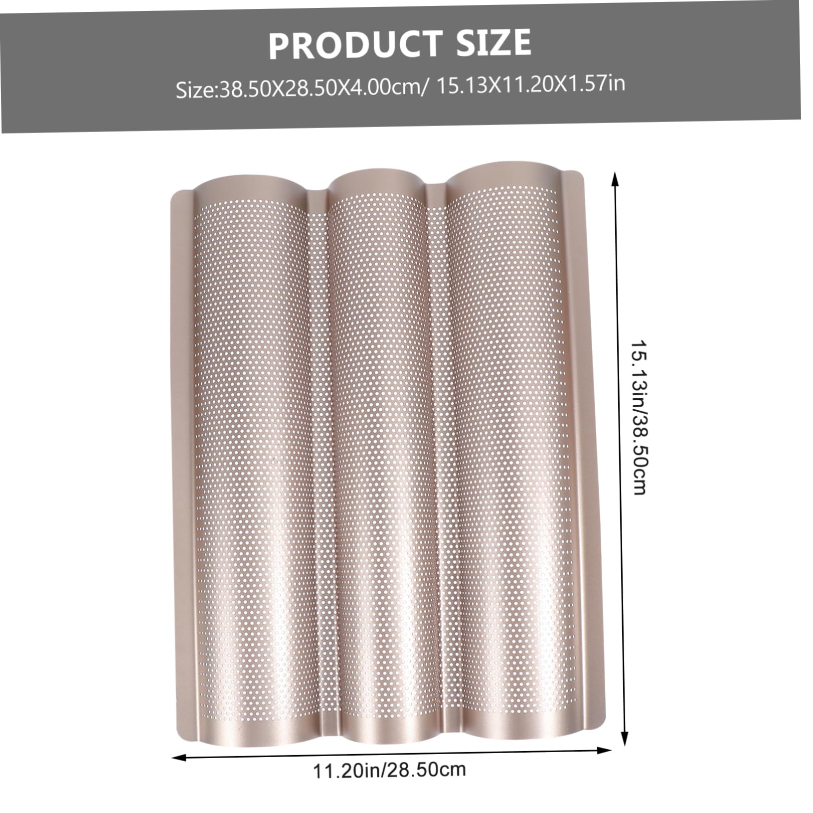 BRIGHTFUFU 1Pc Nonstick French Bread Baking Mold Golden Three Slot Pan for Homemade Baguettes Kitchen Gadget for Daily Baking and DIY Bread Making