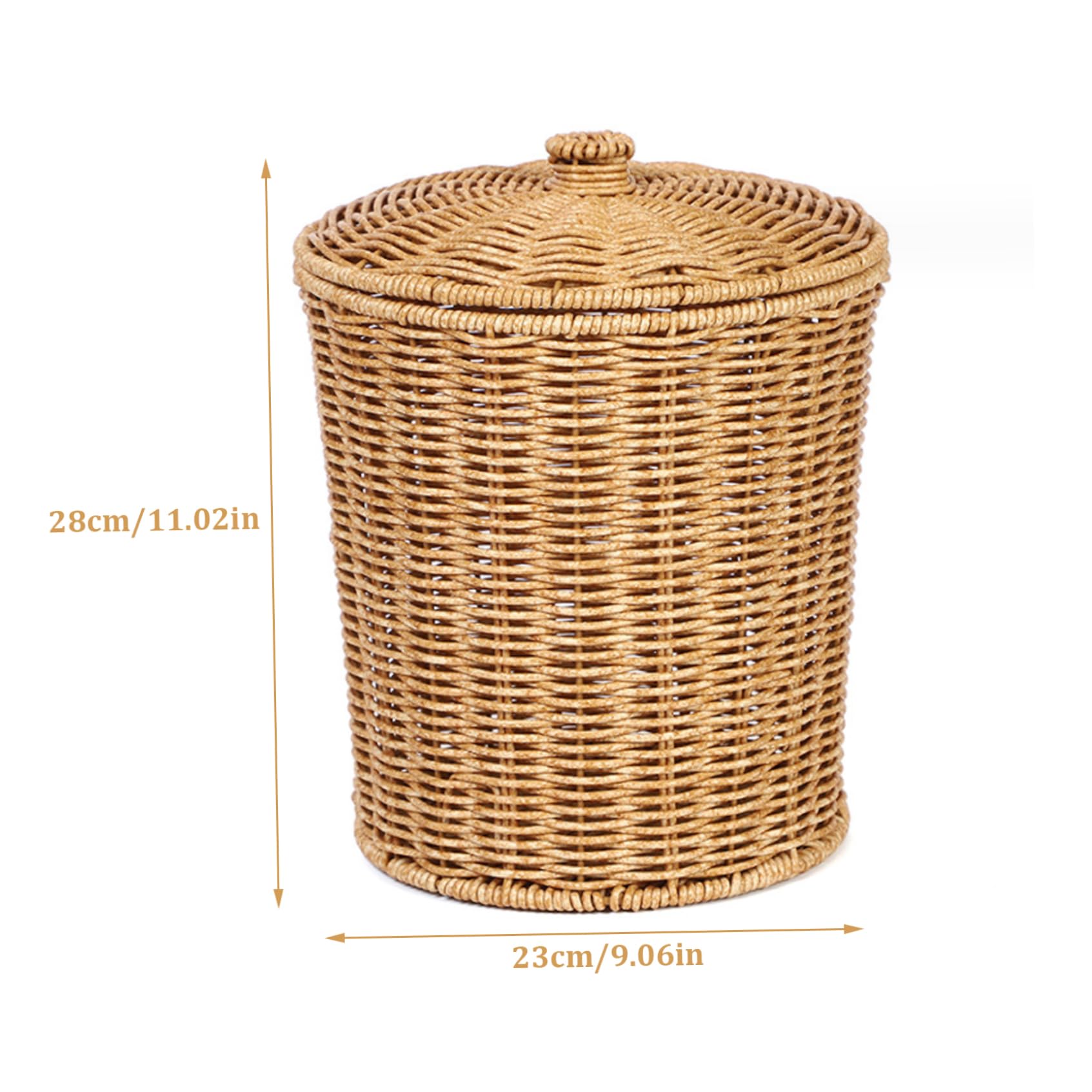 Cestino in Vimini con Coperchio, Pattumiera Rotonda Intrecciata per riporre la Biancheria per il Bagno della Camera da Letto/ 9x11 Pollici