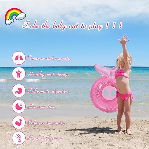 Vista 7 de ZEYGLXC Flotadores de piscina para bebés de 6 a 48 meses, anillo inflable de natación con asiento y asa para bebés y niños pequeños, entrenamiento