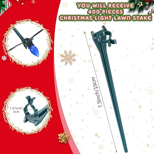 Vista 30 de Jetec Estacas de luz de Navidad universales para patio, césped, luces navideñas para tira de luces C7 C9, estacas de suelo de 7.5 pulgadas para Claro