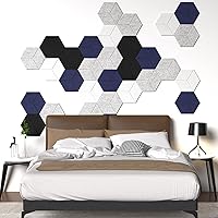 Vista 7 de Paquete de 12 paneles acústicos autoadhesivos de 12 x 10 x 0.4 pulgadas, paneles de espuma a prueba de sonido con alta densidad, diseño forrado