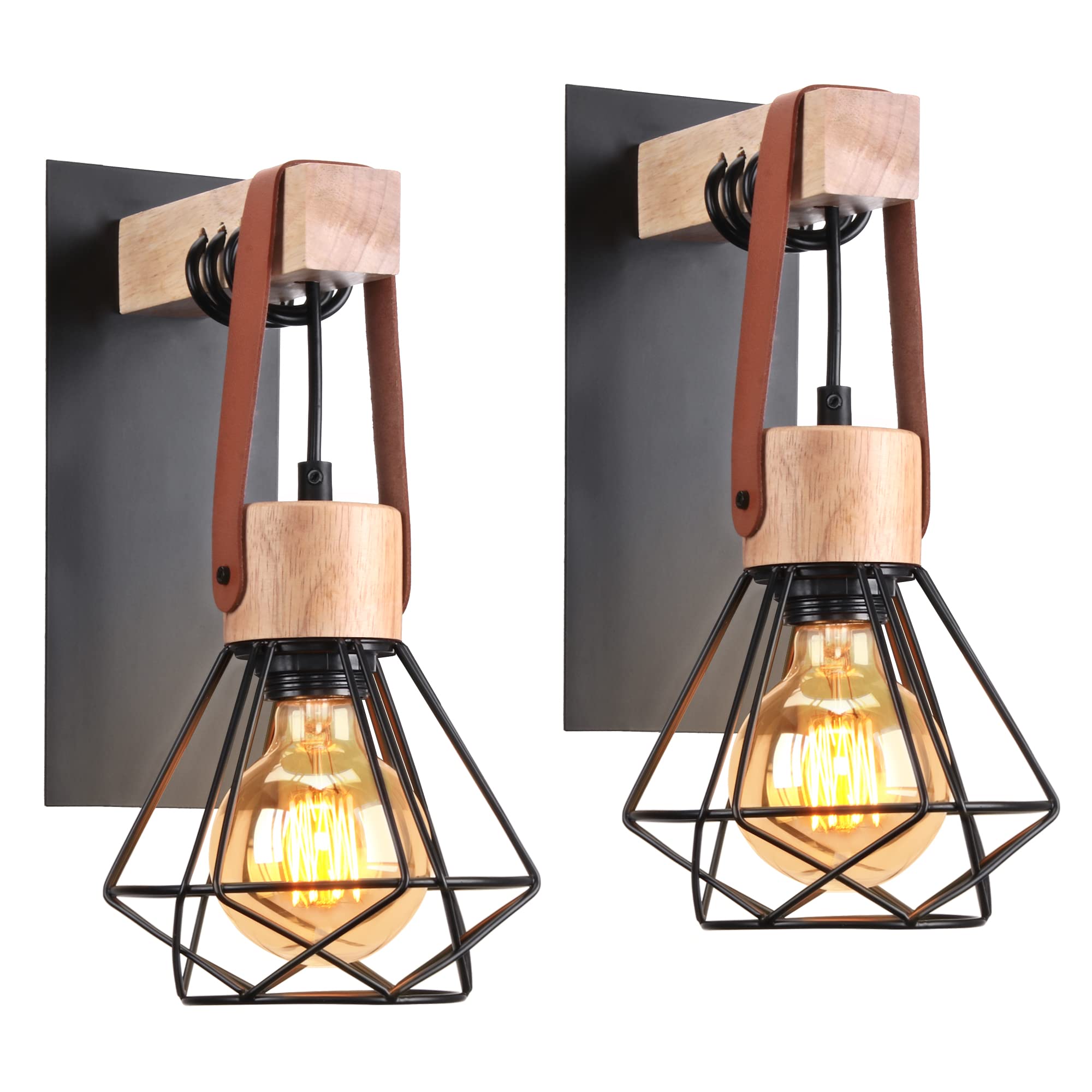 IDEGU Lot De 2 Applique Murale Retro En Cage Blanc E27 Lampe Murale J 970912