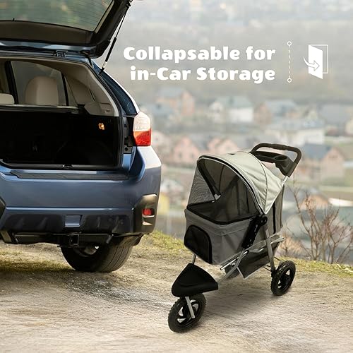 Miniatura 10 de Critter Sitters Cochecito para perros y gatos de 4 ruedas para perros y gatos de tamaño mediano o grande con ventanas de malla transpirable