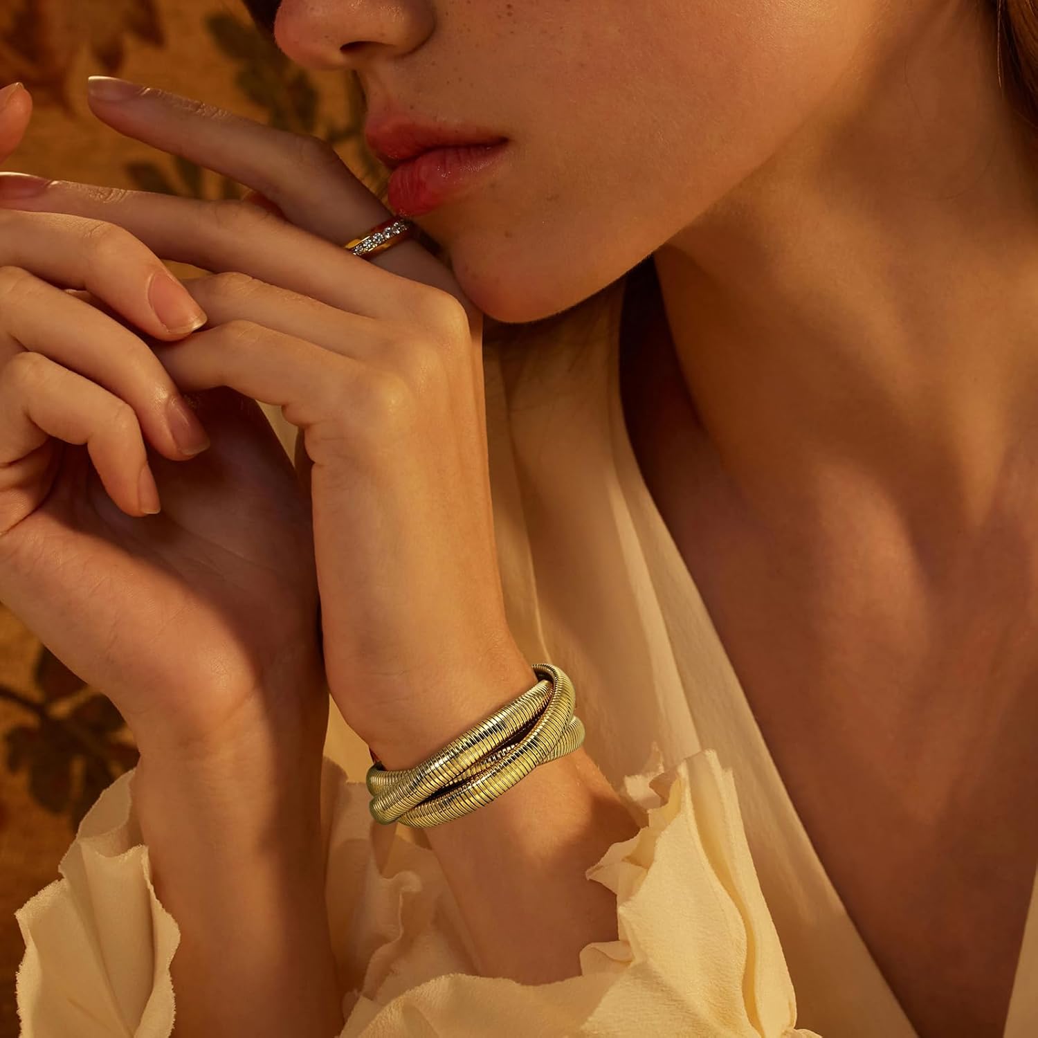 18K Gold Plated Bracelets for Women Gold Bangles for Women Chunky Bangle Bracelets for Women Bracelets Stack Tarnish Free Bangle Set of 3 for Women Accessories for Her Gifts - Image 4