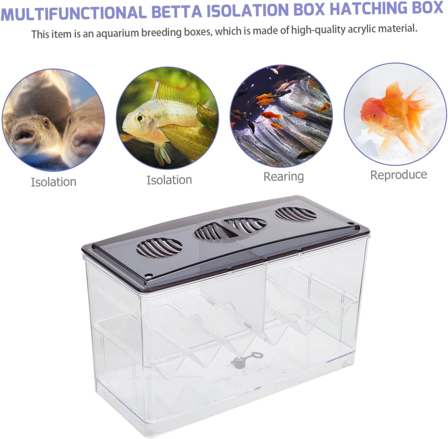 Abaodam Acrylic Fish Breeding Box Incubation Case for Aquarium Professional Practical Breeding Supply