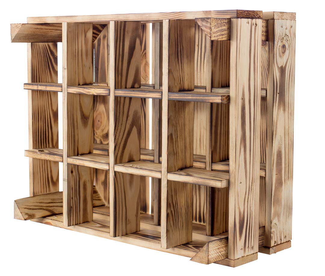 4x GEFLAMMTER FÄCHERSCHRANK - NEU - 50x40x23 cm - Allzweckkiste, Setzkasten, sortiert durch 12 Fächer, ideal für Flaschen, Wein