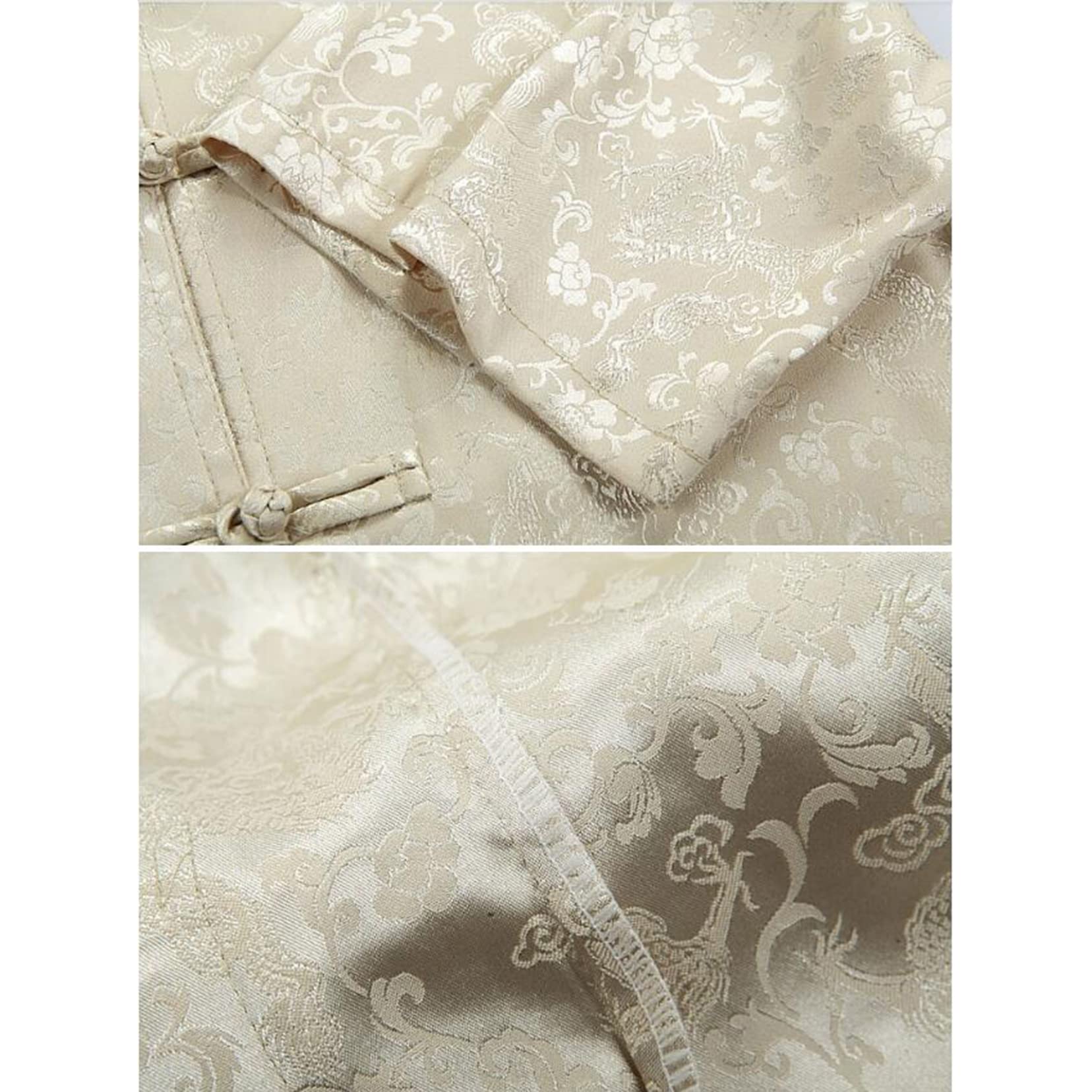 Chinesische traditionelle Kurzarm Tai Chi Uniformen Kung Fu Kleidung Herren orientaler Kung fu chinesischer Anzug Beige-L