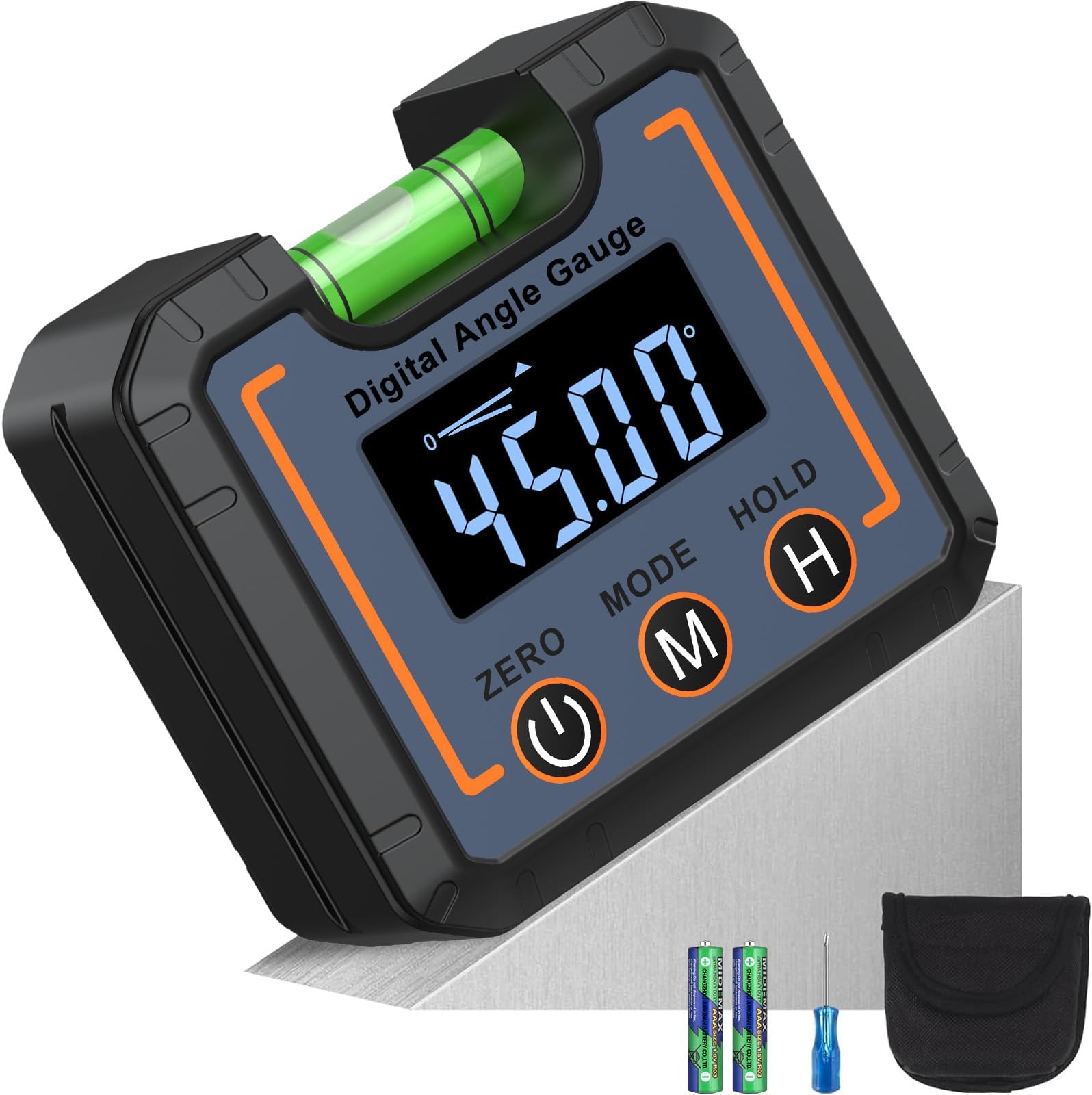 Justech Digital Level Angle Gauge Digital Angle Finder Inclinometer Bevel Box with VA LCD Display & Horizontal Bubble for Construction Carpenter Craftsman Home