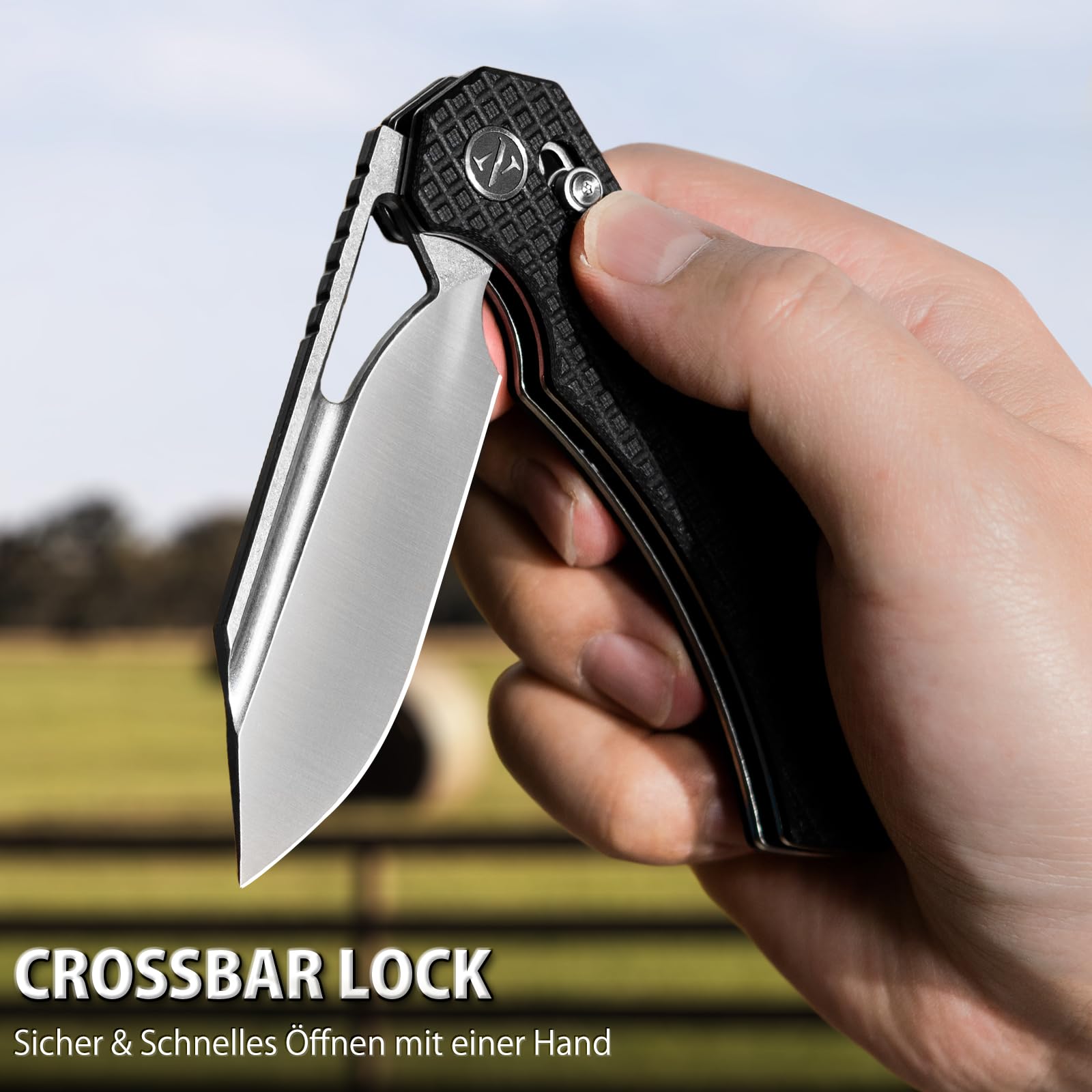NedFoss COUGAR Klappmesser, 14C28N Stahl Taschenmesser mit Crossbar-Lock
