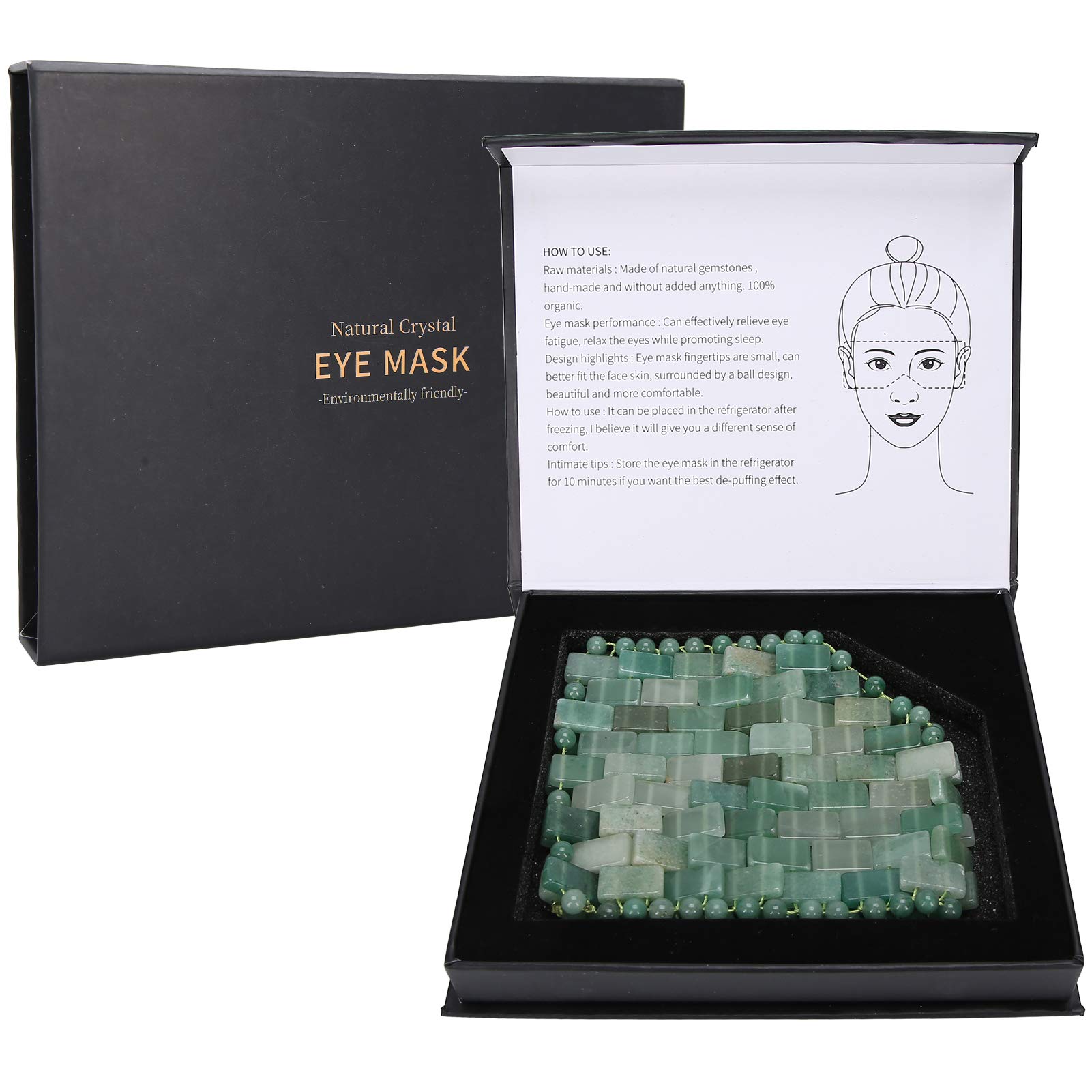 Jadestone-Augenmaske mit Kühlendem Gefühl, Stress auf Natürliche Weise Abbauen, Gesichtsmassagegerät Gegen Augenringe (Augenlider aus grünem Aventurin)