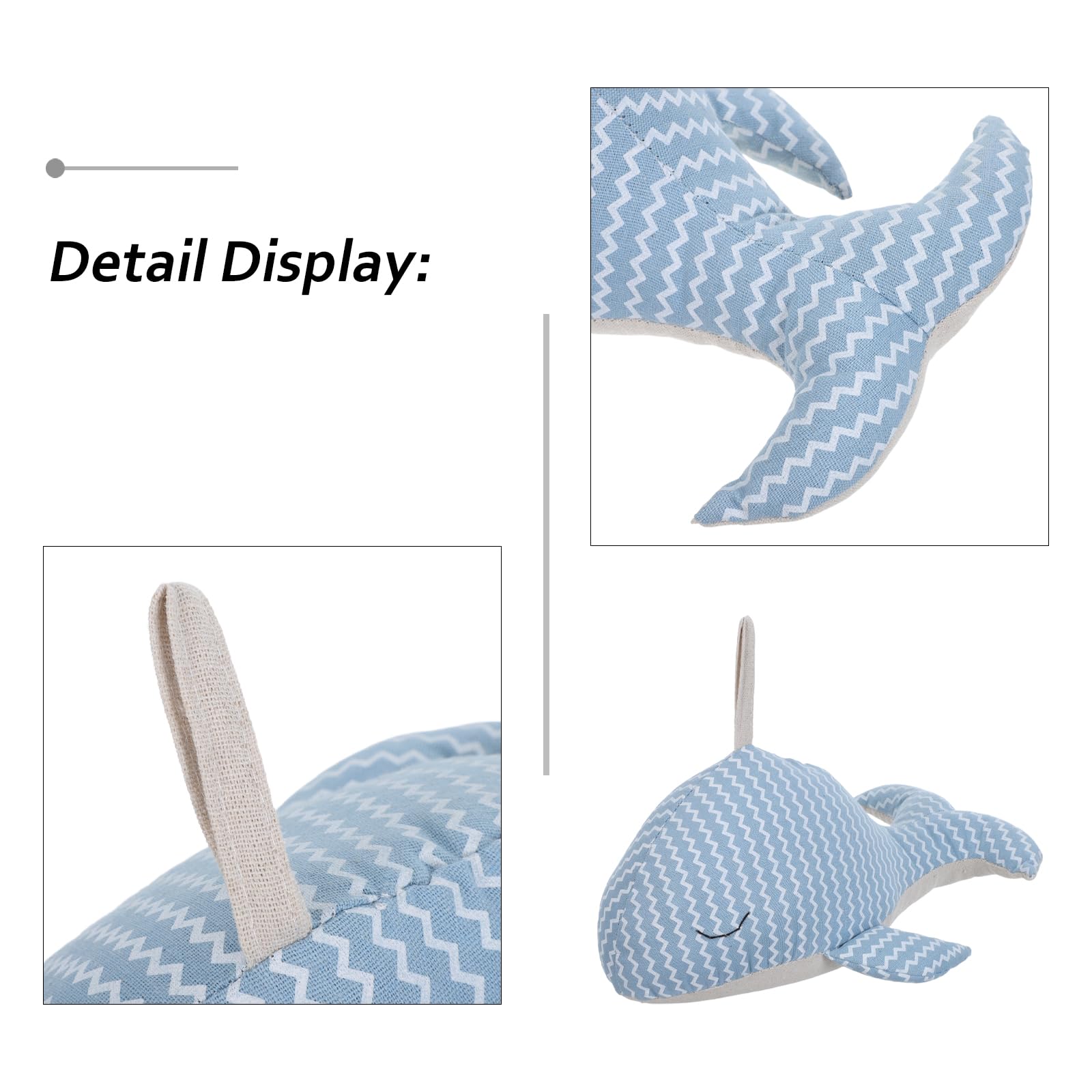 Tope de Puerta Creativo a Prueba de Viento Forma de Ballena, Tope Anticolisión de Tela Decorativa Azul Oscuro para Interiores, Accesorio Silencioso para Hogar y Oficina