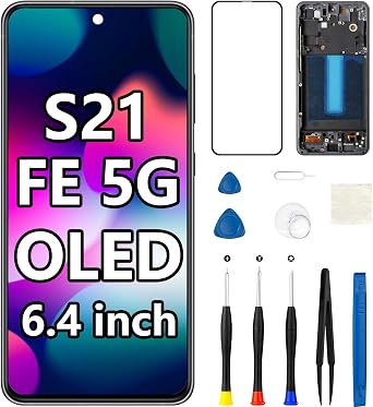 OLED for Samsung S21 FE 5G G990U Screen Replacement | SM-G990B G990W LCD Display Frame Touch Digitizer Assembly with Repair Tool Kits 6.4 inch