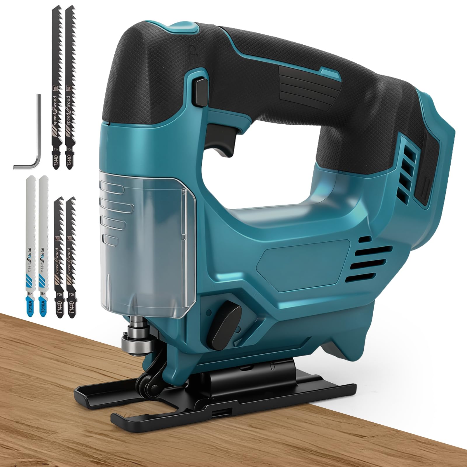 Sierra de Calar Inalámbrica Compatible con Makita 18V | Velocidad Variable, Corte en Inglete 45°, Caladoras Para Madera Para Madera, Metal y Plástico