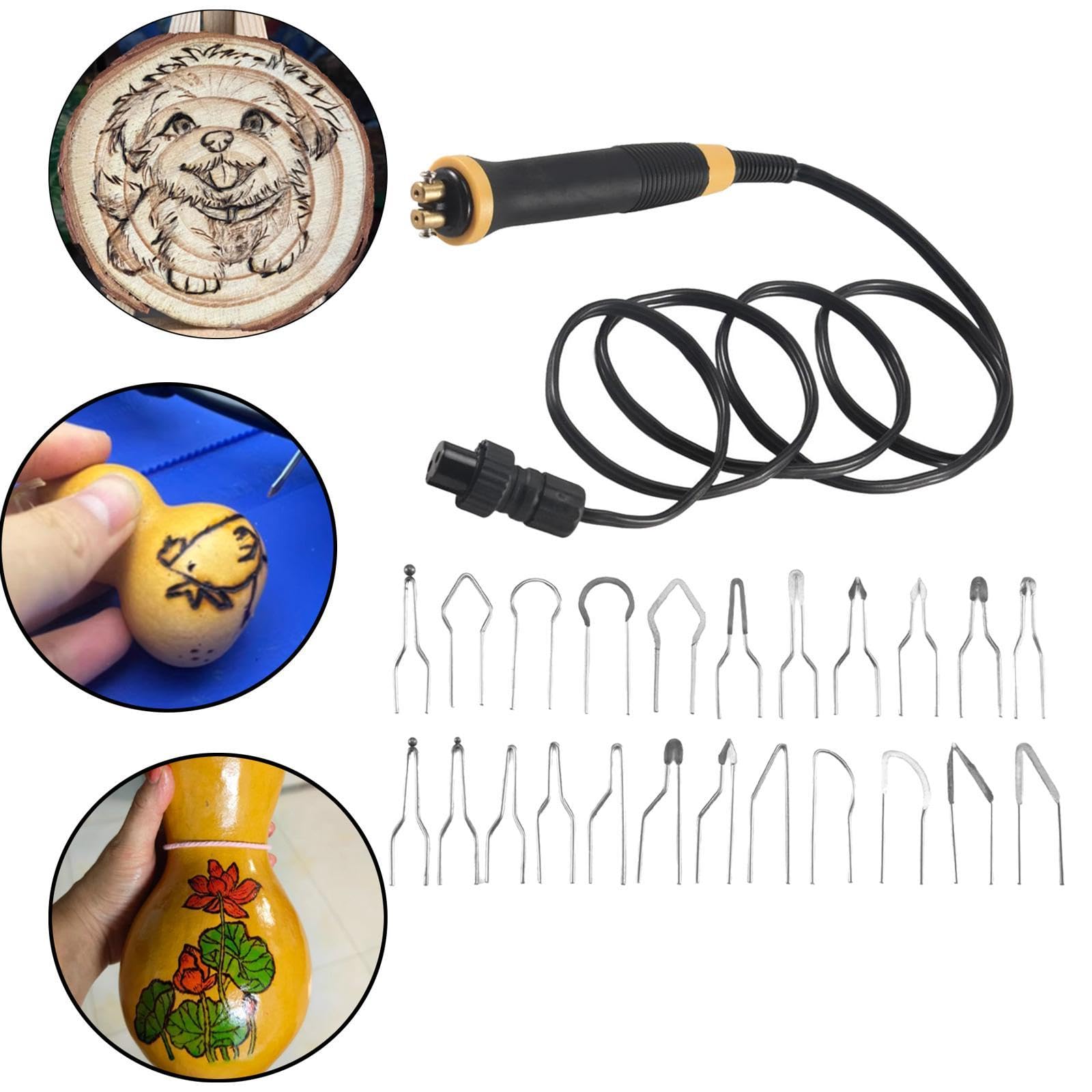 2 Kit per Pirografia con 21 Punte in Filo, Impugnatura Ergonomica, Rimovibile E Antiscivolo.