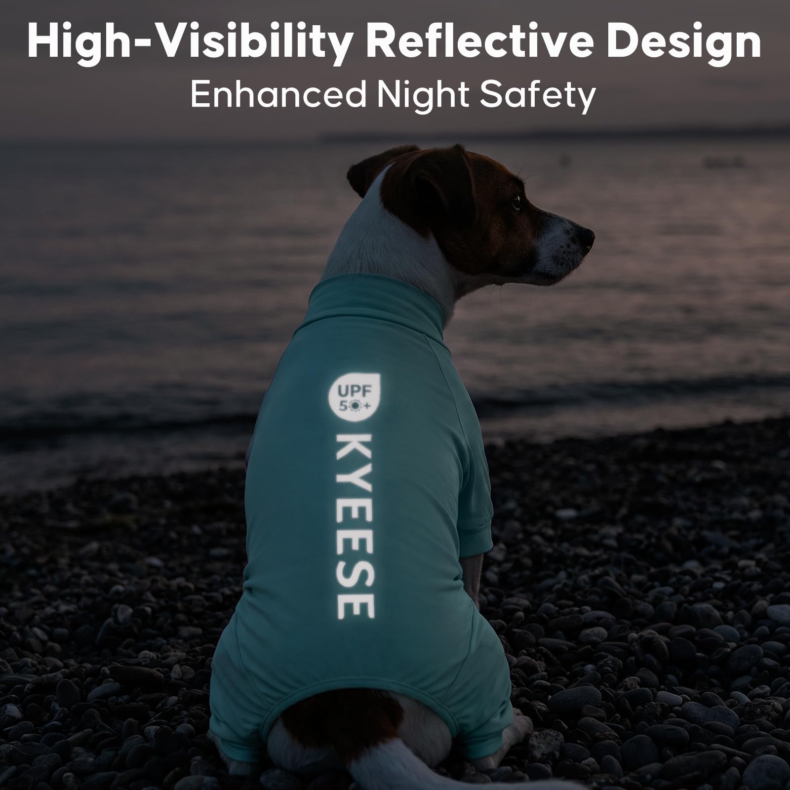 KYEESE UV Protection Dog Shirt, UPF 50+ Cooling Summer Jumpsuit for Small Dogs, Breathable Reflective Shedding Control Dog Sun Shirts, Quick-Dry Dogs Onesie Puppy Clothes, Blue, S - 4