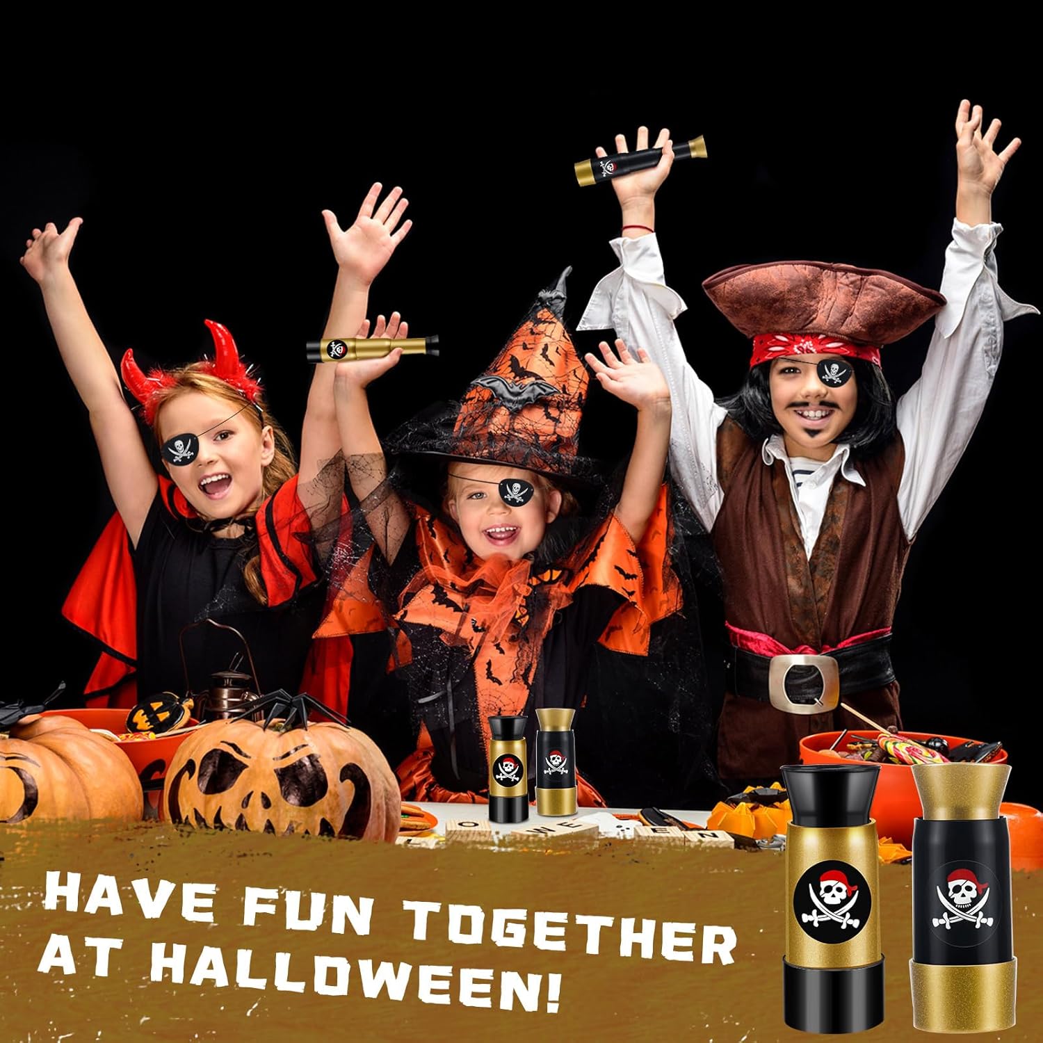 Libima 24 Set Pirate Eye Patches and Telescopes Sets for Kids, Plastic Pirate Telescopes Patch Bulk Halloween Party Supplies Kids for Theme Birthday Supplies