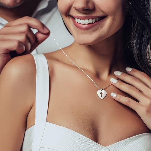 Miniatura 4 de 100 Piezas Dijes Religiosos de Plata Dijes de Cruz Aleación de Metal Colgantes de Cruz Corazón Dijes de Cruz Corazón para Reuniones Religiosas