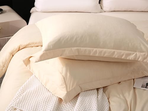 Miniatura 4 de DOWNCOOL Juego de edredón tamaño King, juego de edredón beige de 3 piezas, juego de ropa de cama King para todas las estaciones, juego de cama